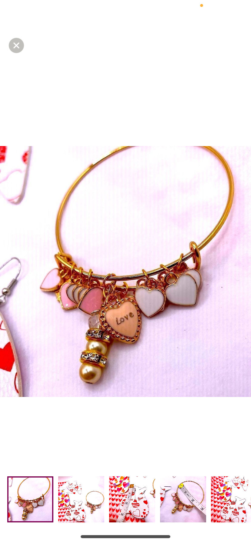 Gold Charm Bracelet w/Pink Hearts - NWT