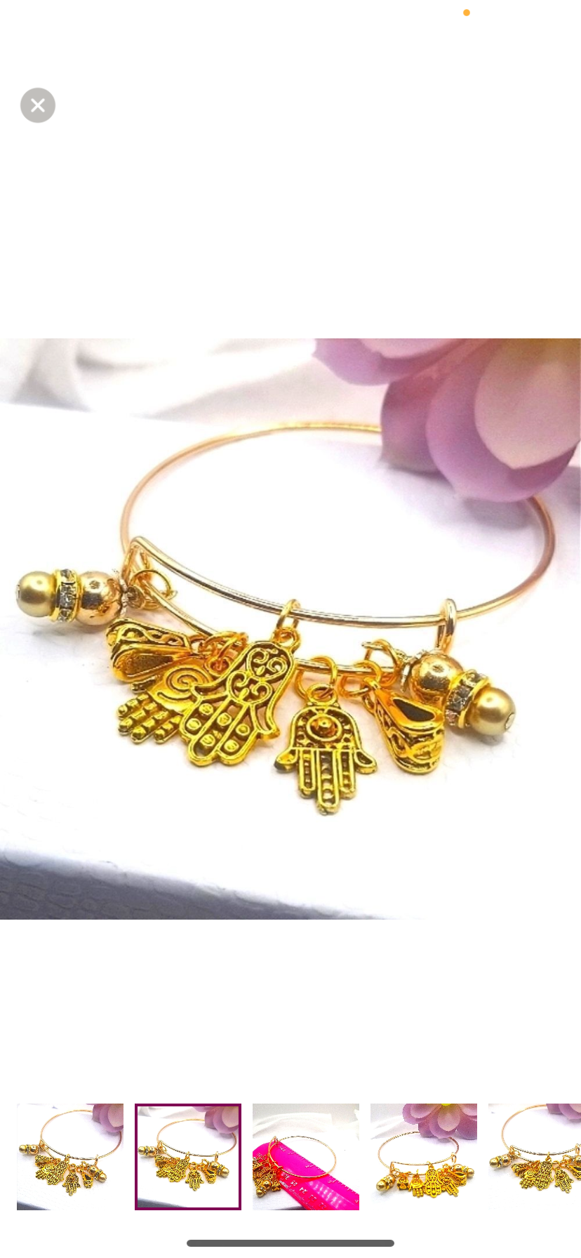Gold Hamsa Charm Bangle Bracelet - NWT