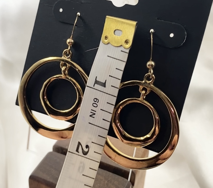 Image 3 for Gold Double Circle Dangle Earrings - NWT