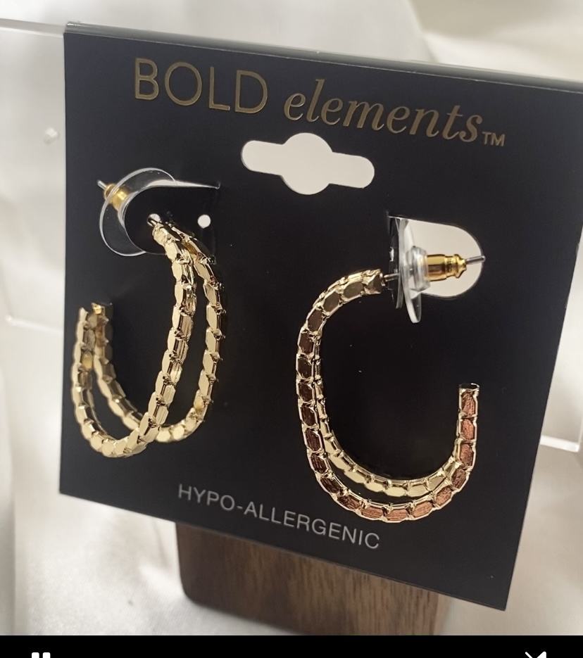 BOLD elements Gold Double Hoop Earrings - NWT