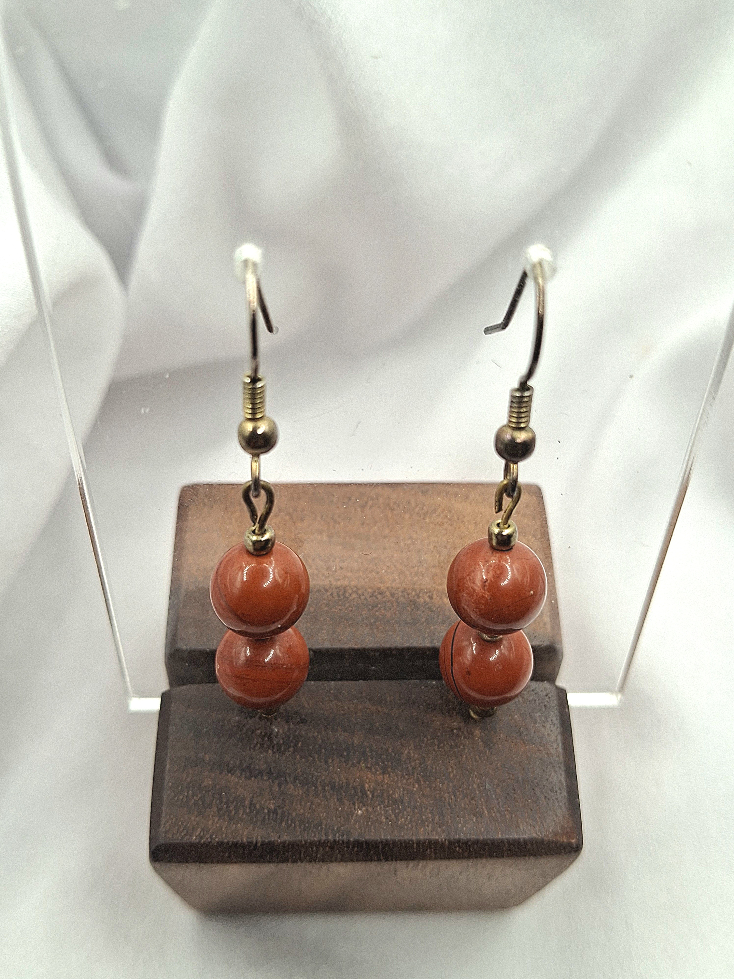 Image 3 for Vintage Red Stone Dangle Earrings - Boho Chic Jewelry