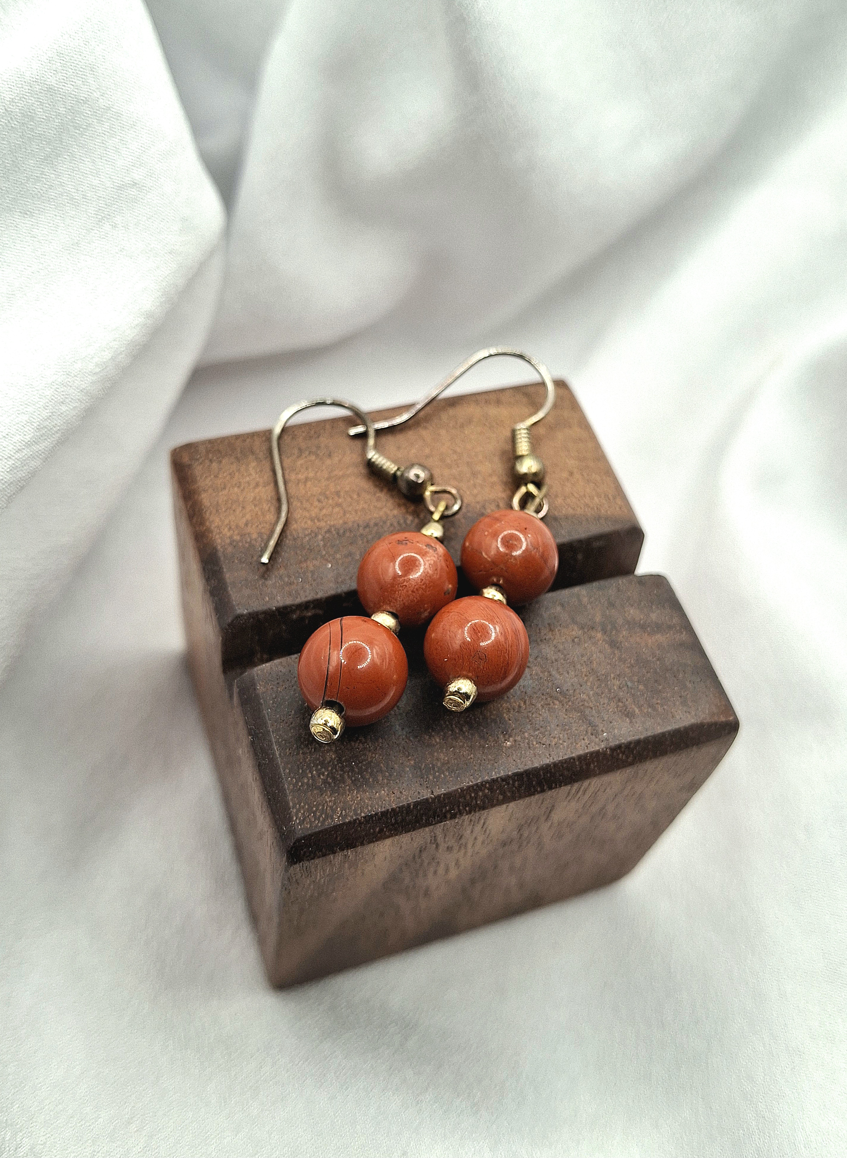 Image 2 for Vintage Red Stone Dangle Earrings - Boho Chic Jewelry