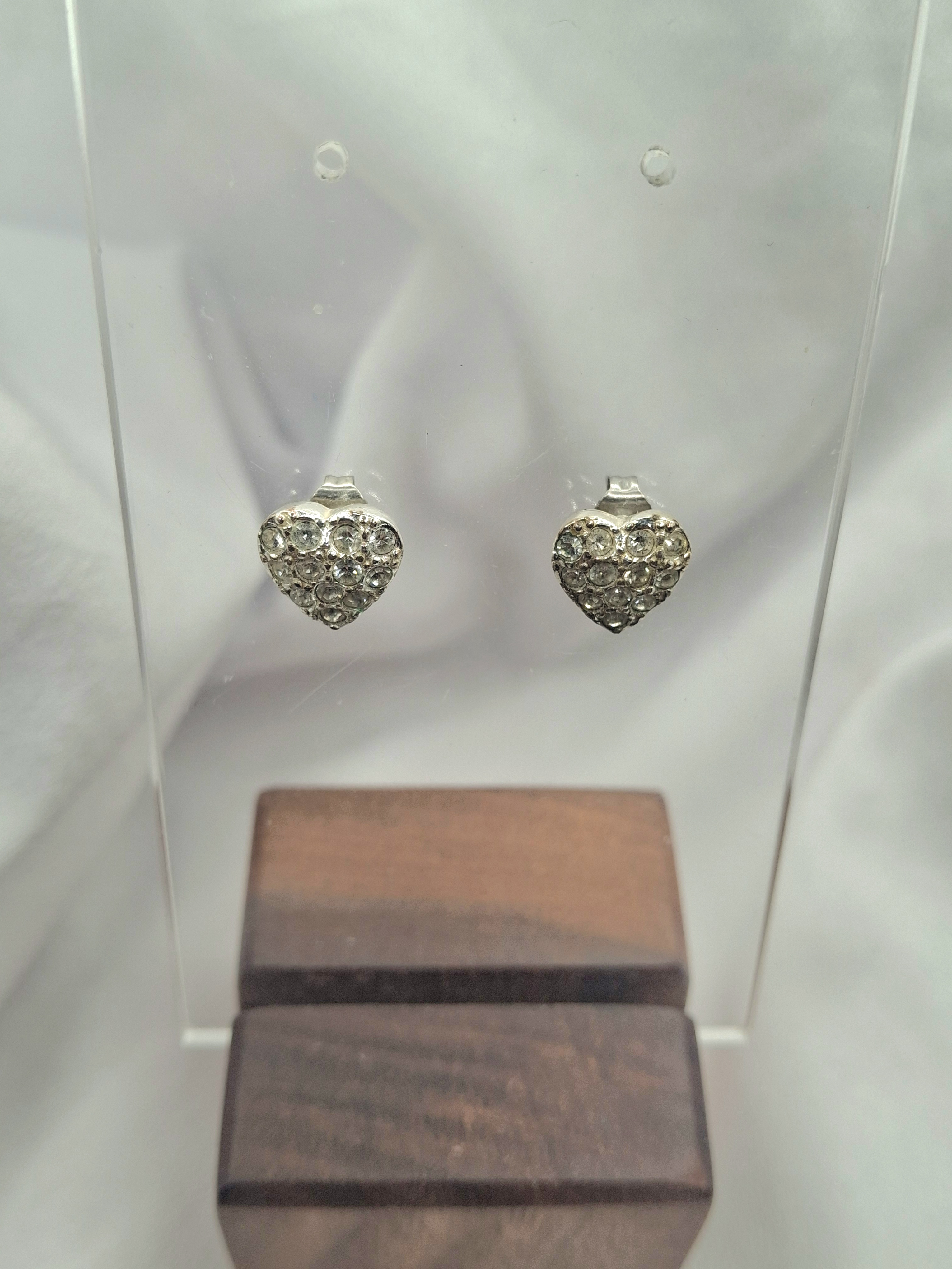 Image 5 for Vintage Heart-Shaped Crystal Stud Earrings