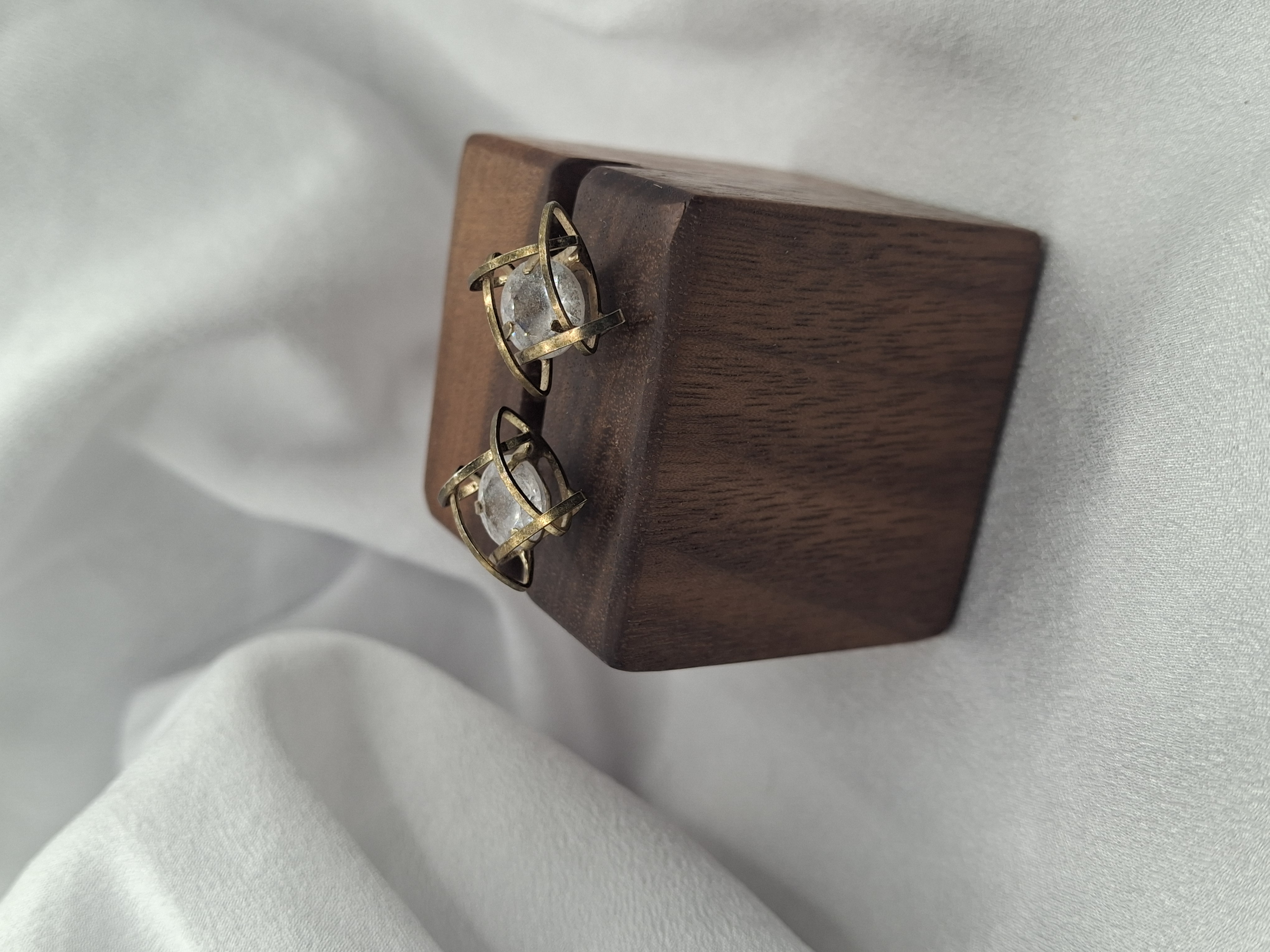 Image 5 for Vintage Gold Tone Crystal Cage Stud Earrings