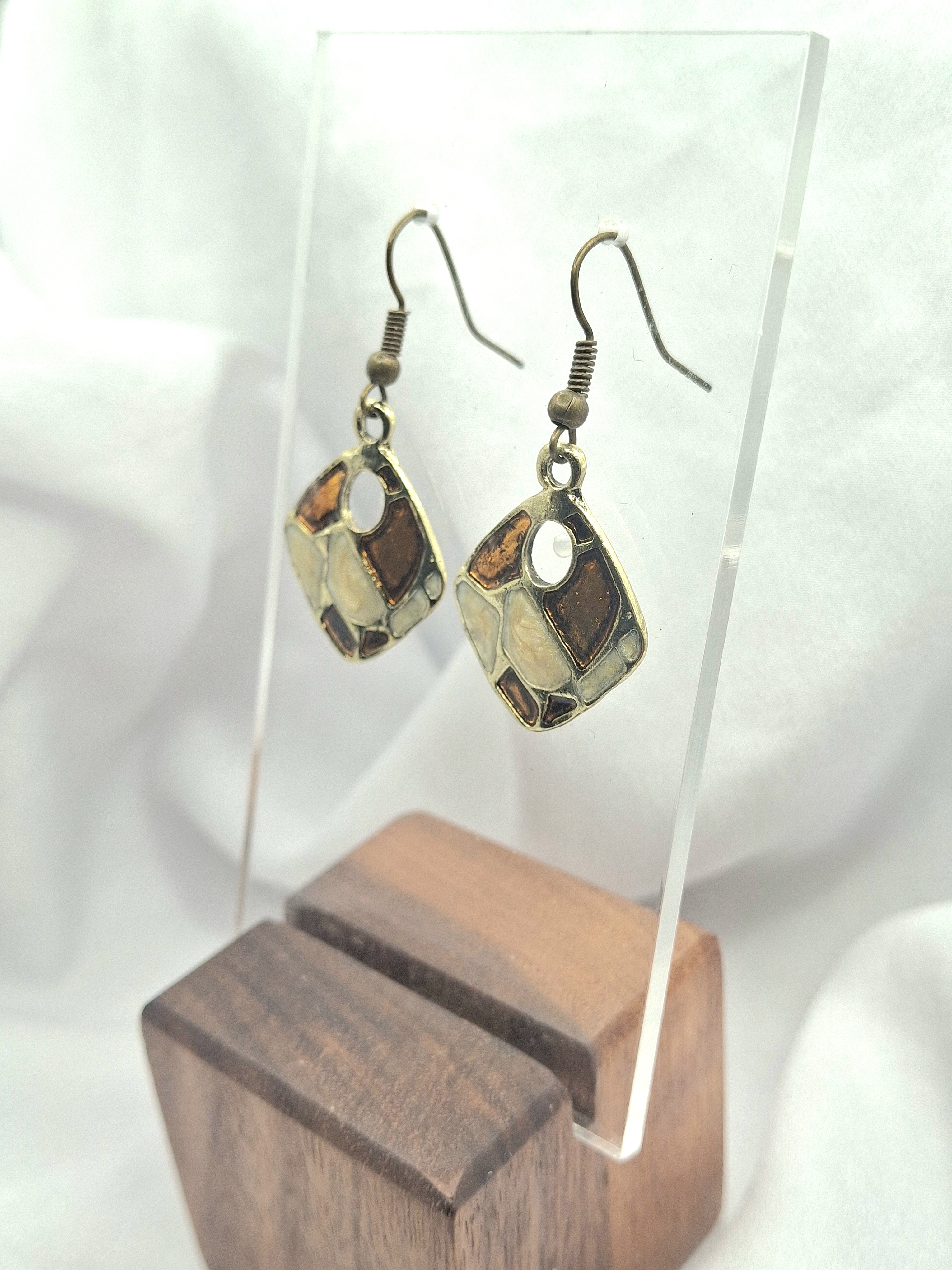 Image 5 for Vintage Enamel Geometric Dangling Earrings