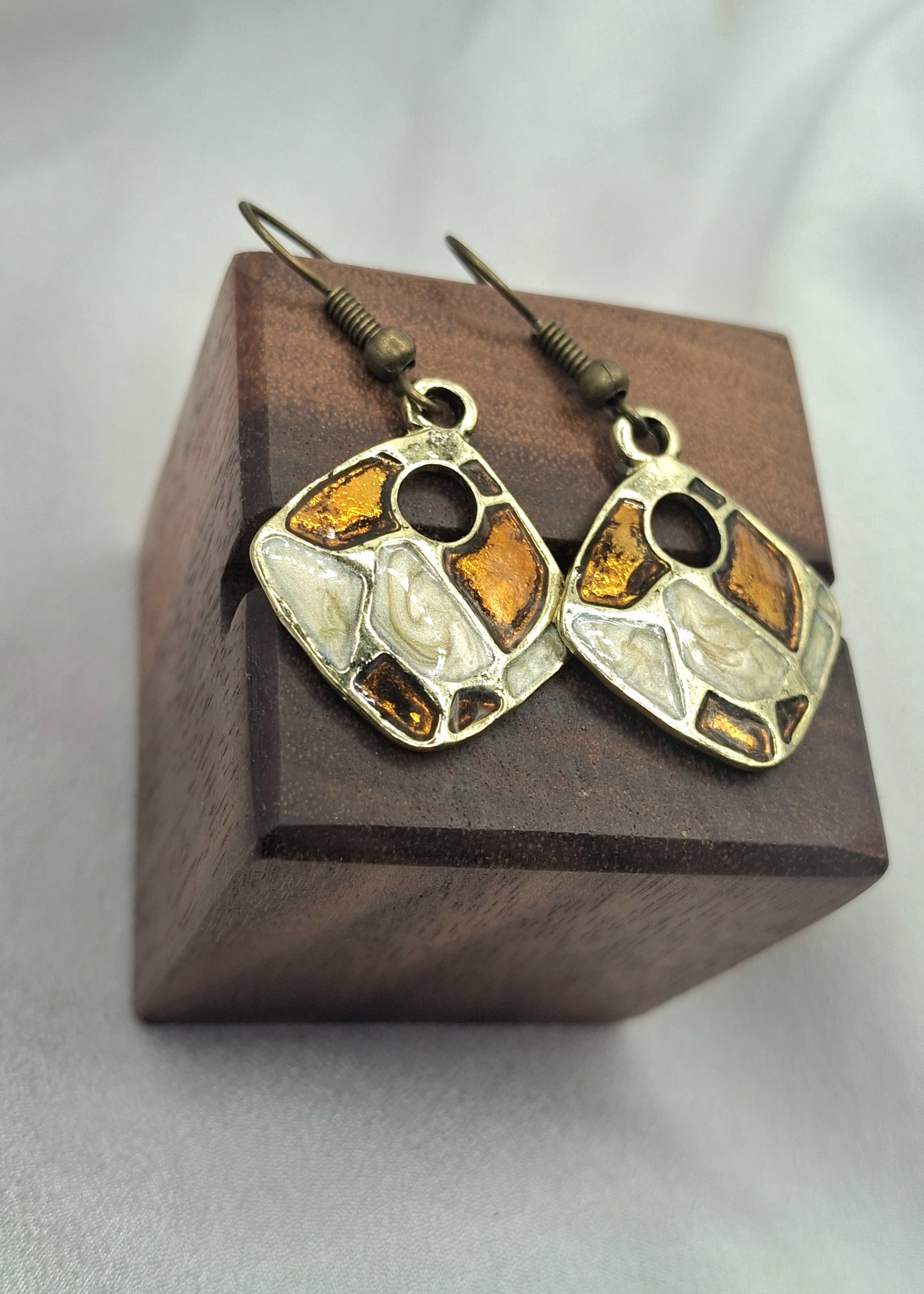 Vintage Enamel Geometric Dangling Earrings