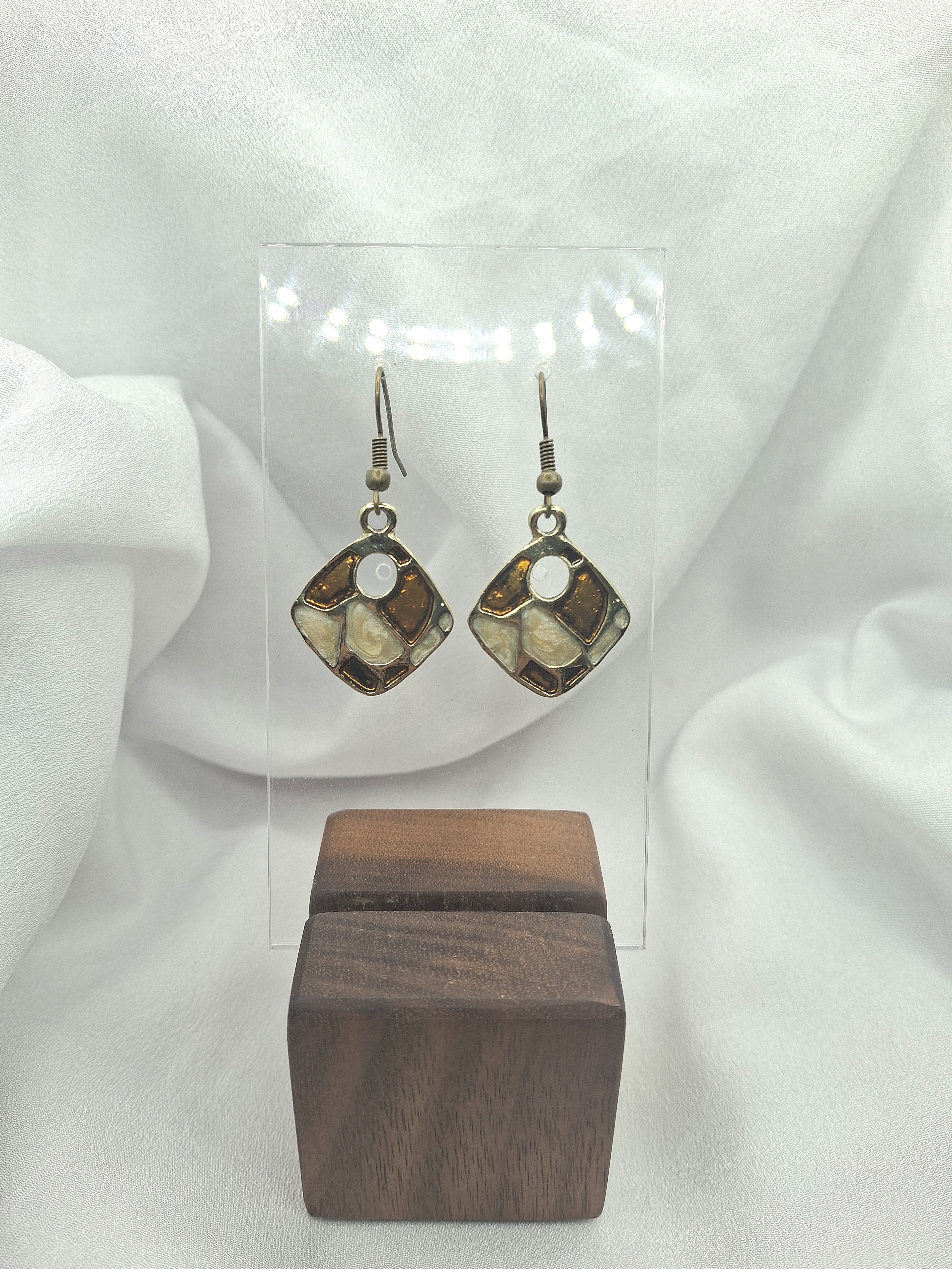 Image 8 for Vintage Enamel Geometric Dangling Earrings