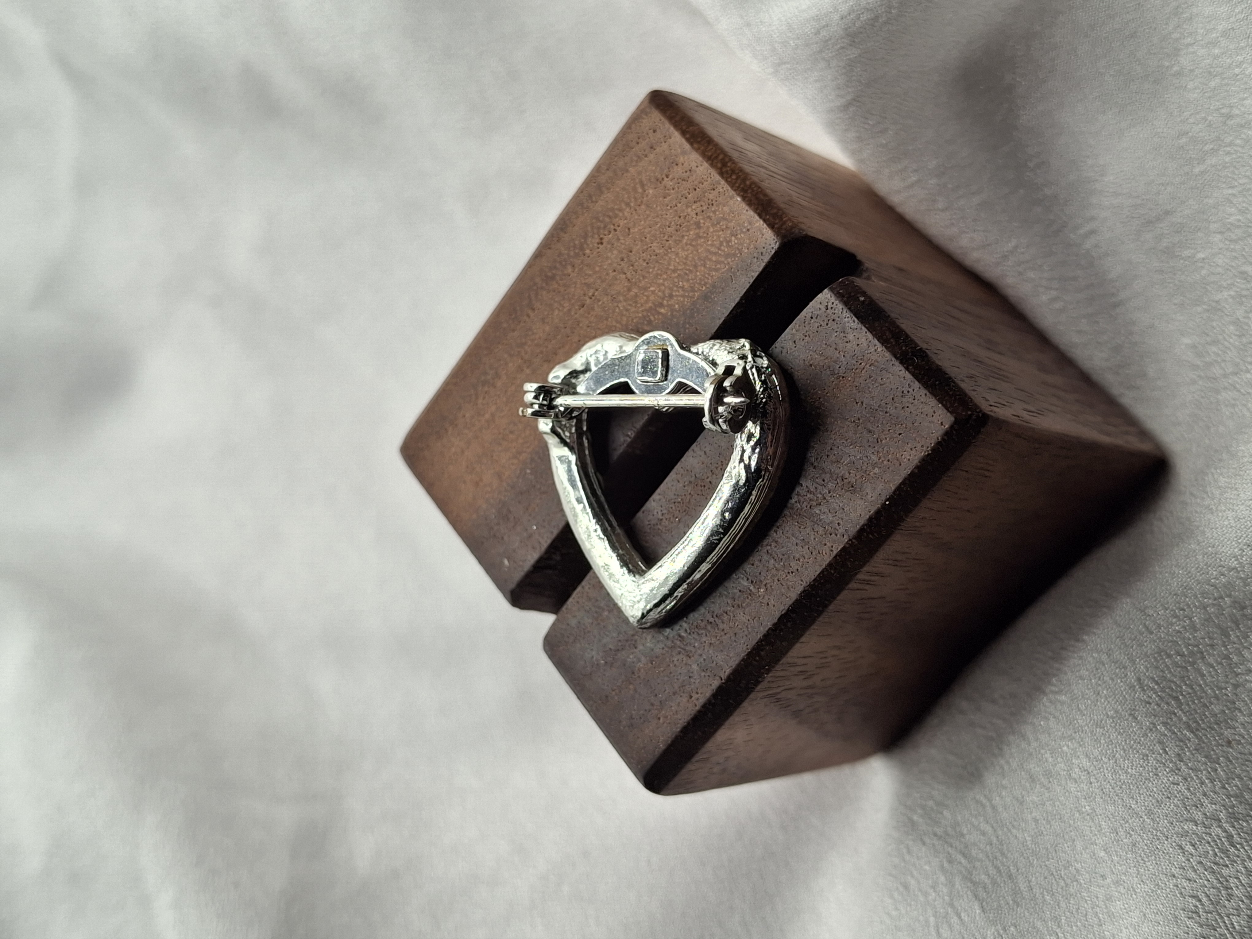 Image 3 for Vintage Heart-Shaped Iridescent Crystal Brooch Pin - AB Rainbow Sparkle