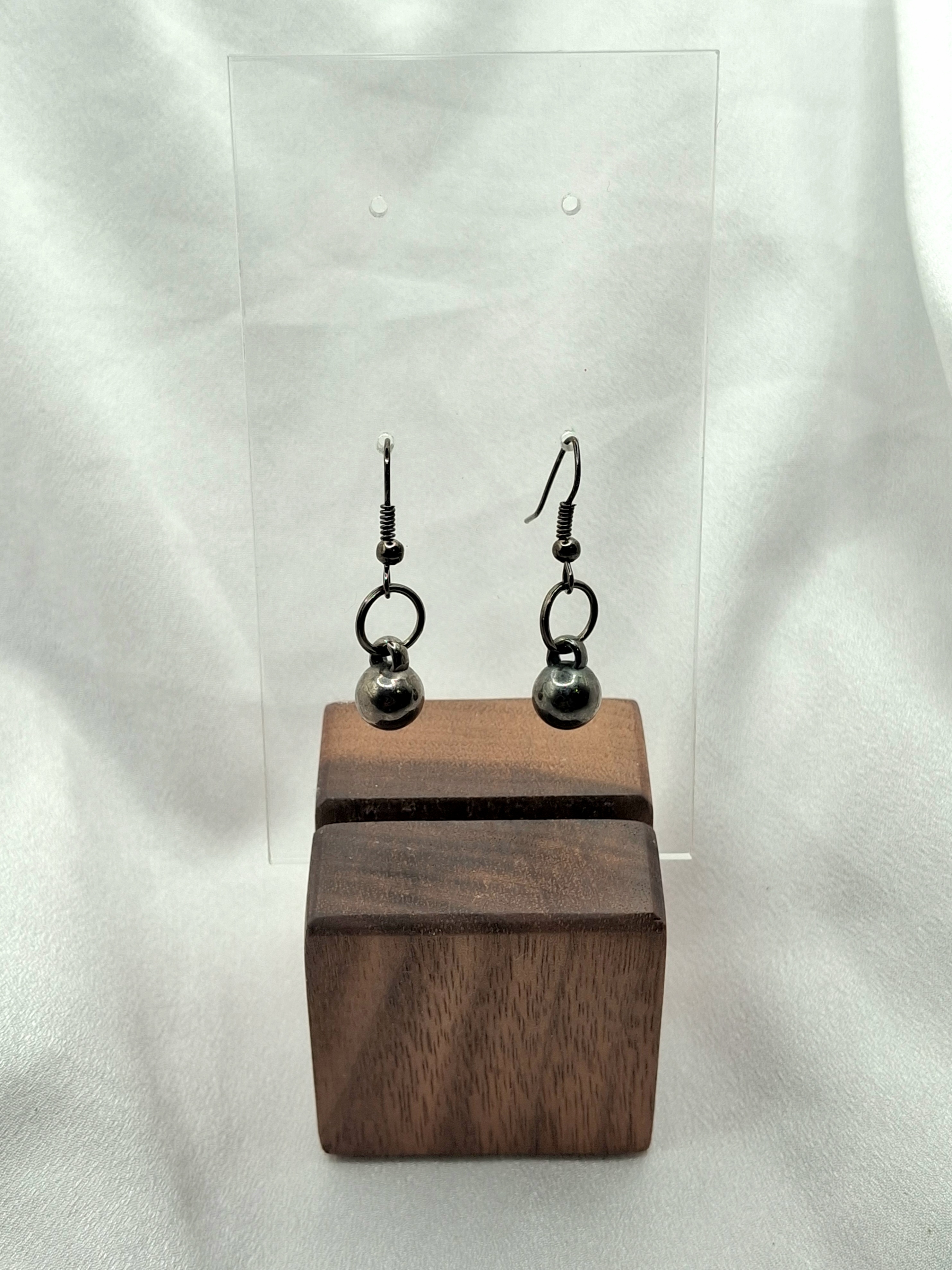 Image 3 for Vintage Dark Gunmetal Ball Drop Dangling Earrings