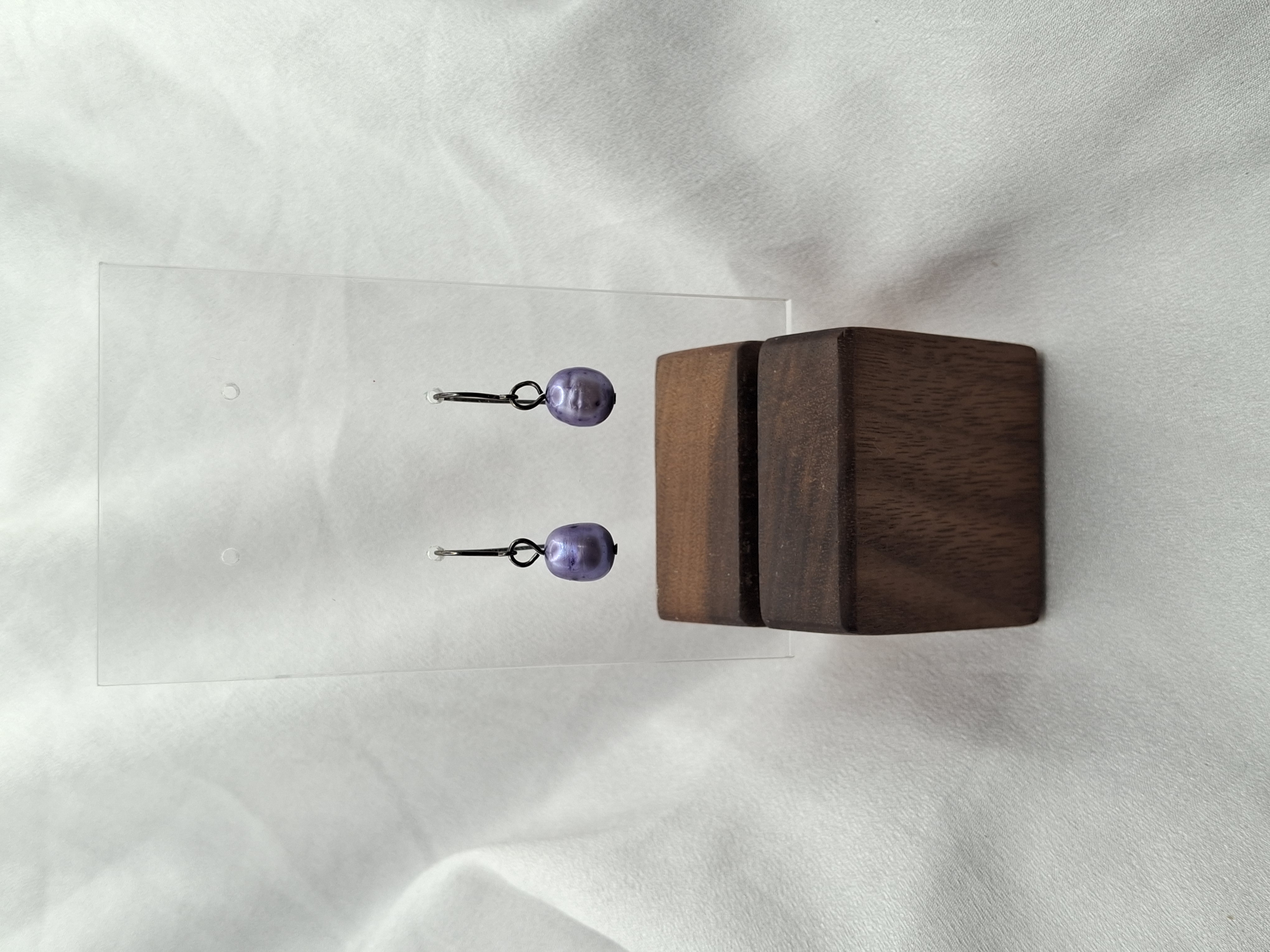 Image 3 for Vintage Handmade Silver Lavender Tahitian Pearl Drop Dangling Earrings