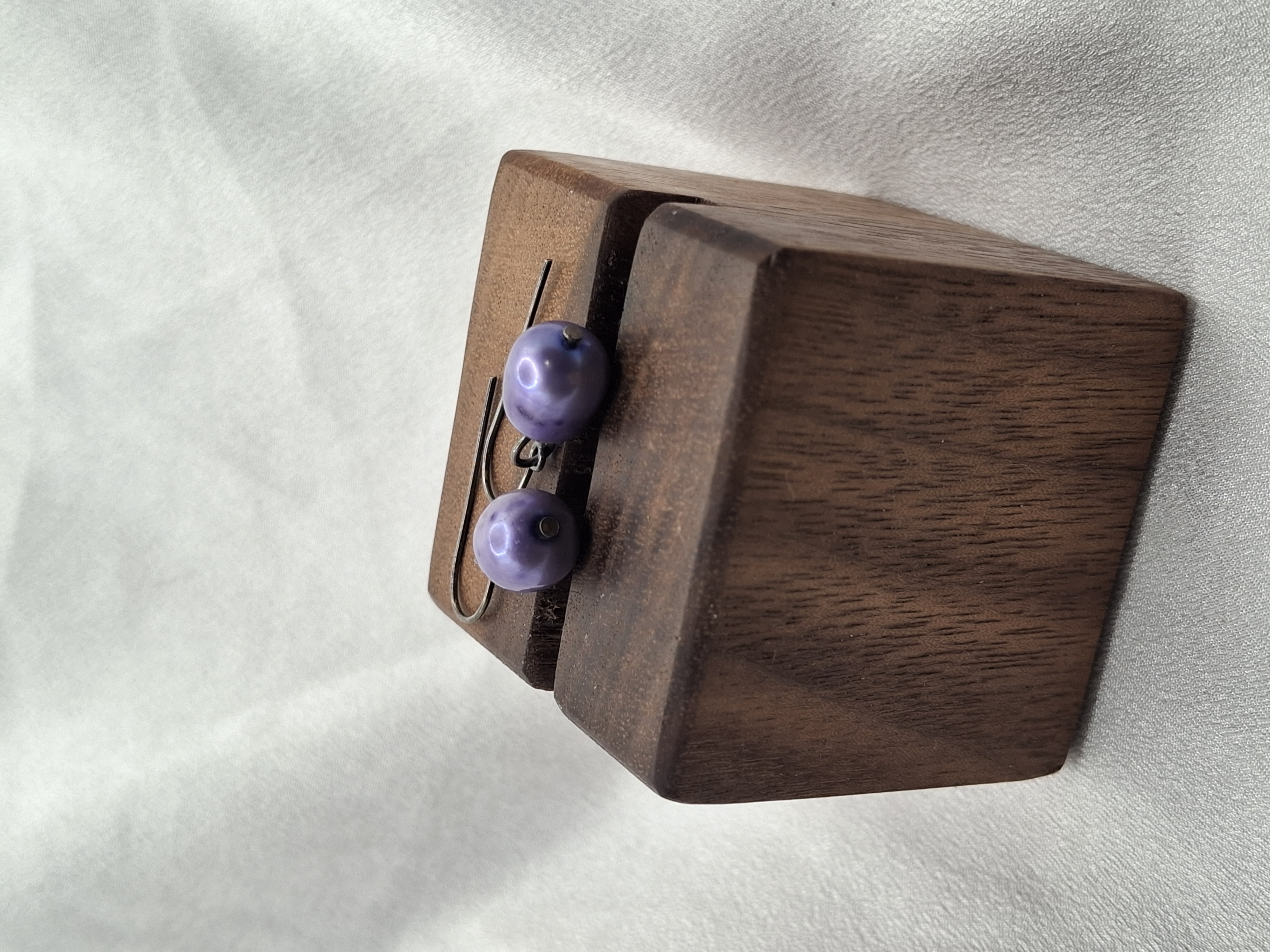 Image 8 for Vintage Handmade Silver Lavender Tahitian Pearl Drop Dangling Earrings