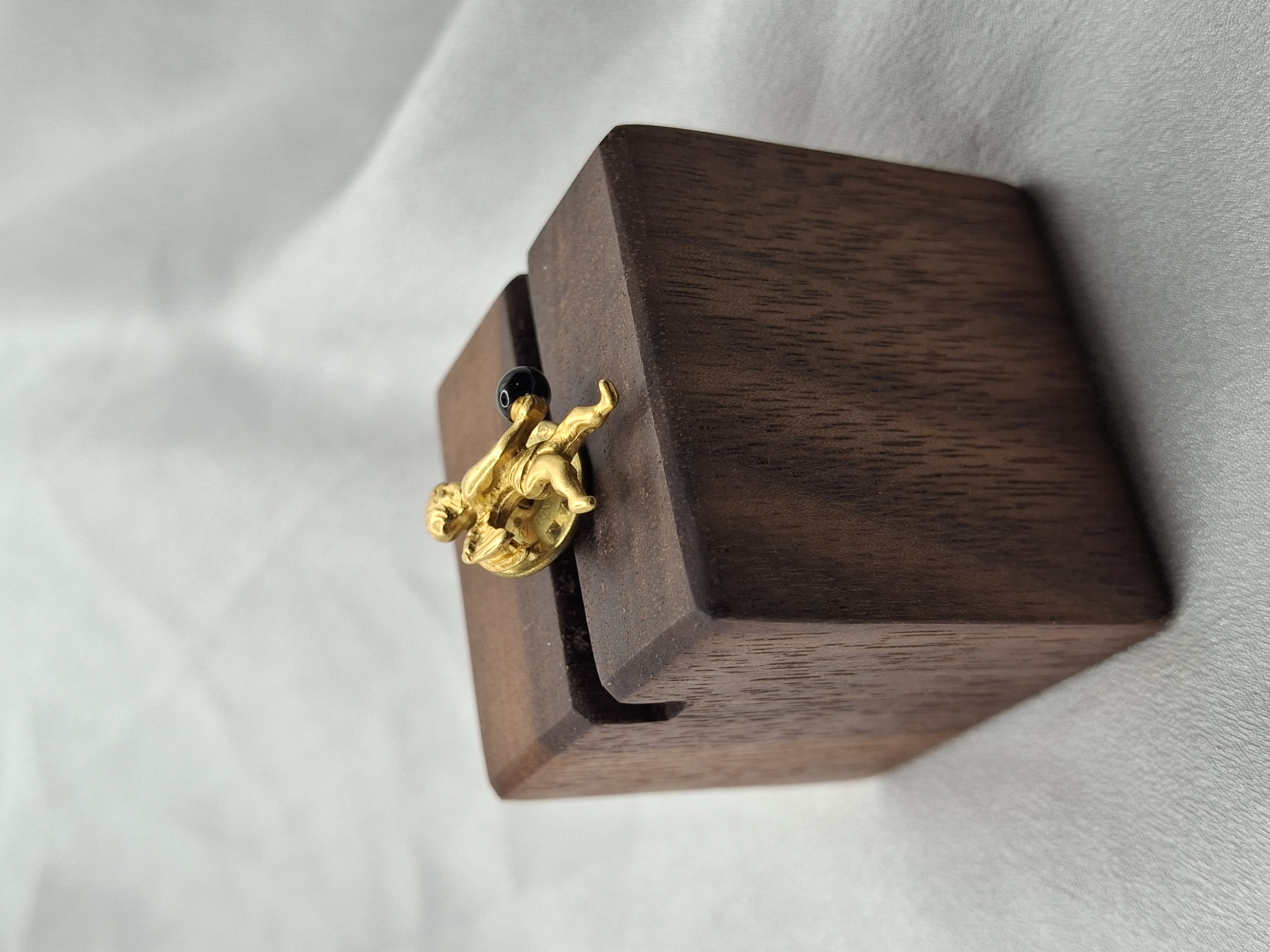 Image 2 for Unique Vintage Cherub & Onyx Pin