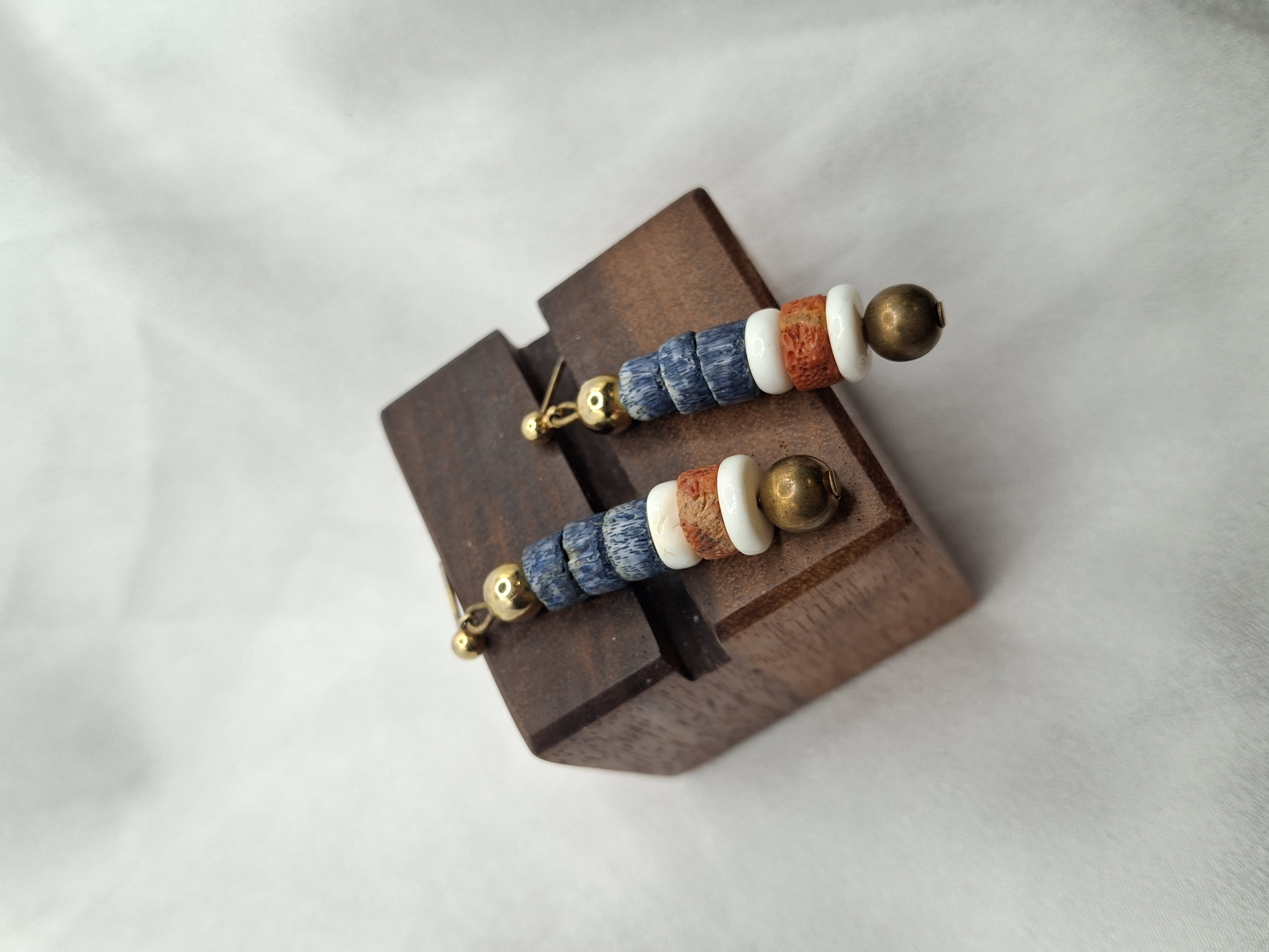 Vintage Handmade Multicolored Coral Beaded Dangle Earrings