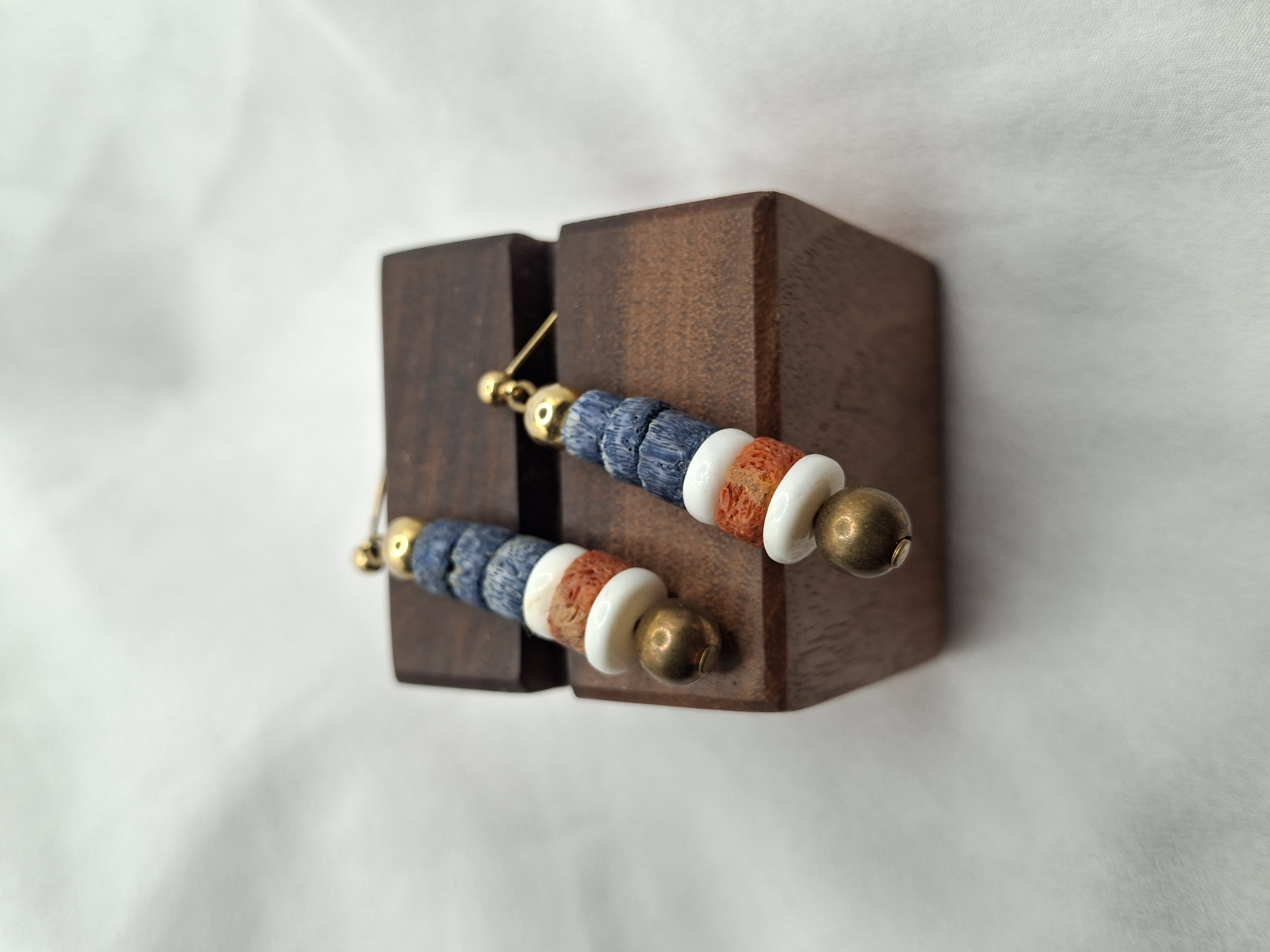 Image 3 for Vintage Handmade Multicolored Coral Beaded Dangle Earrings