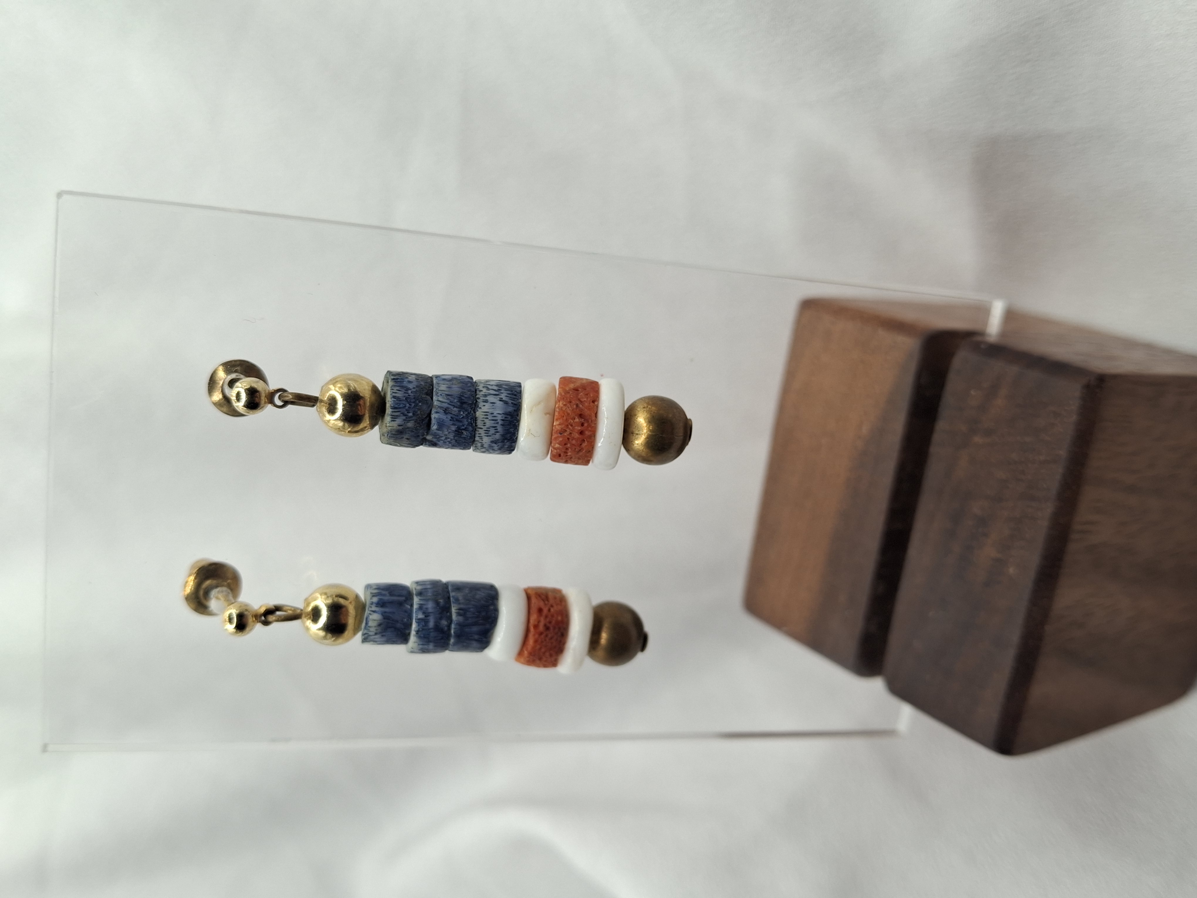 Image 7 for Vintage Handmade Multicolored Coral Beaded Dangle Earrings