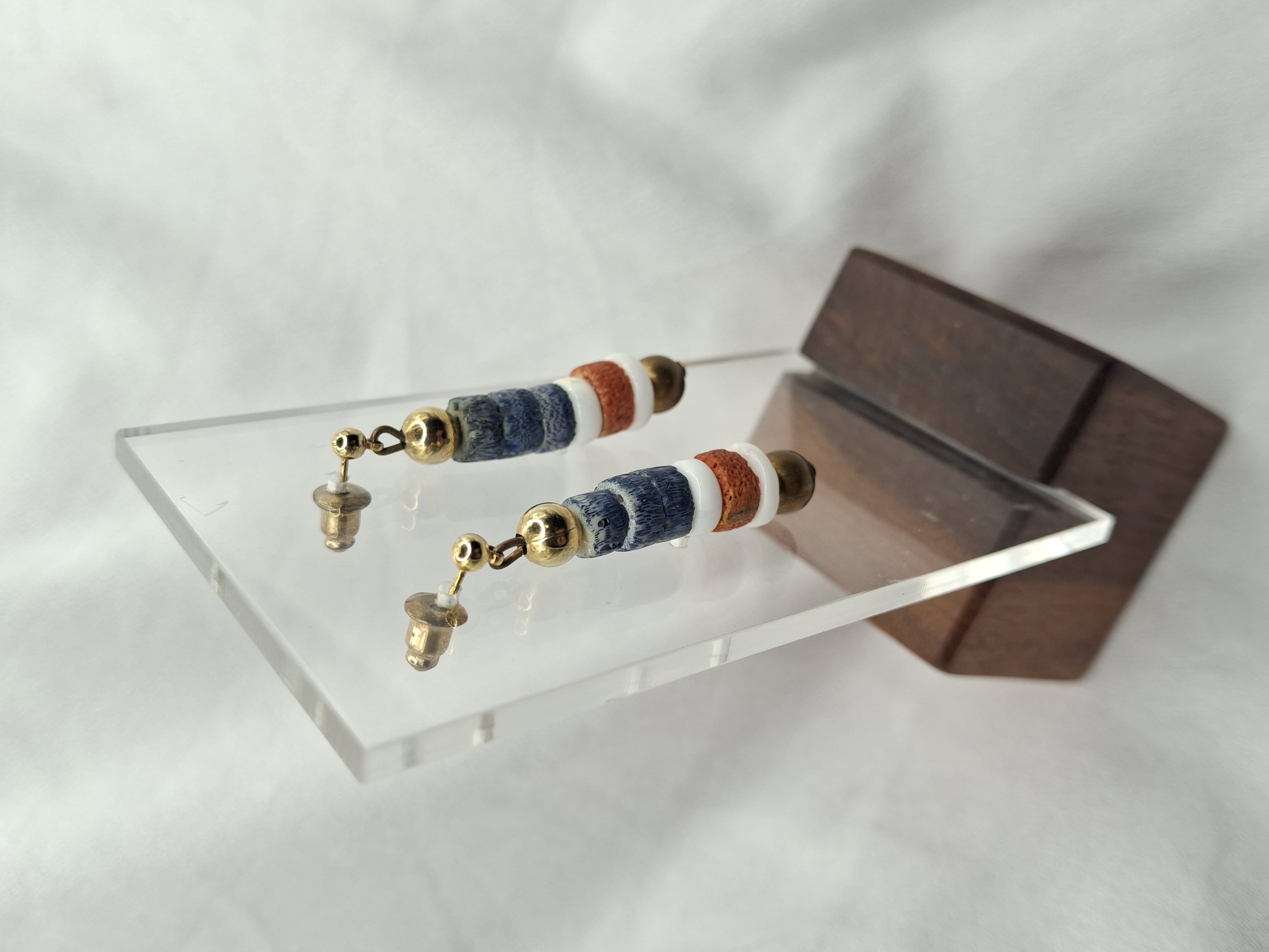 Image 5 for Vintage Handmade Multicolored Coral Beaded Dangle Earrings