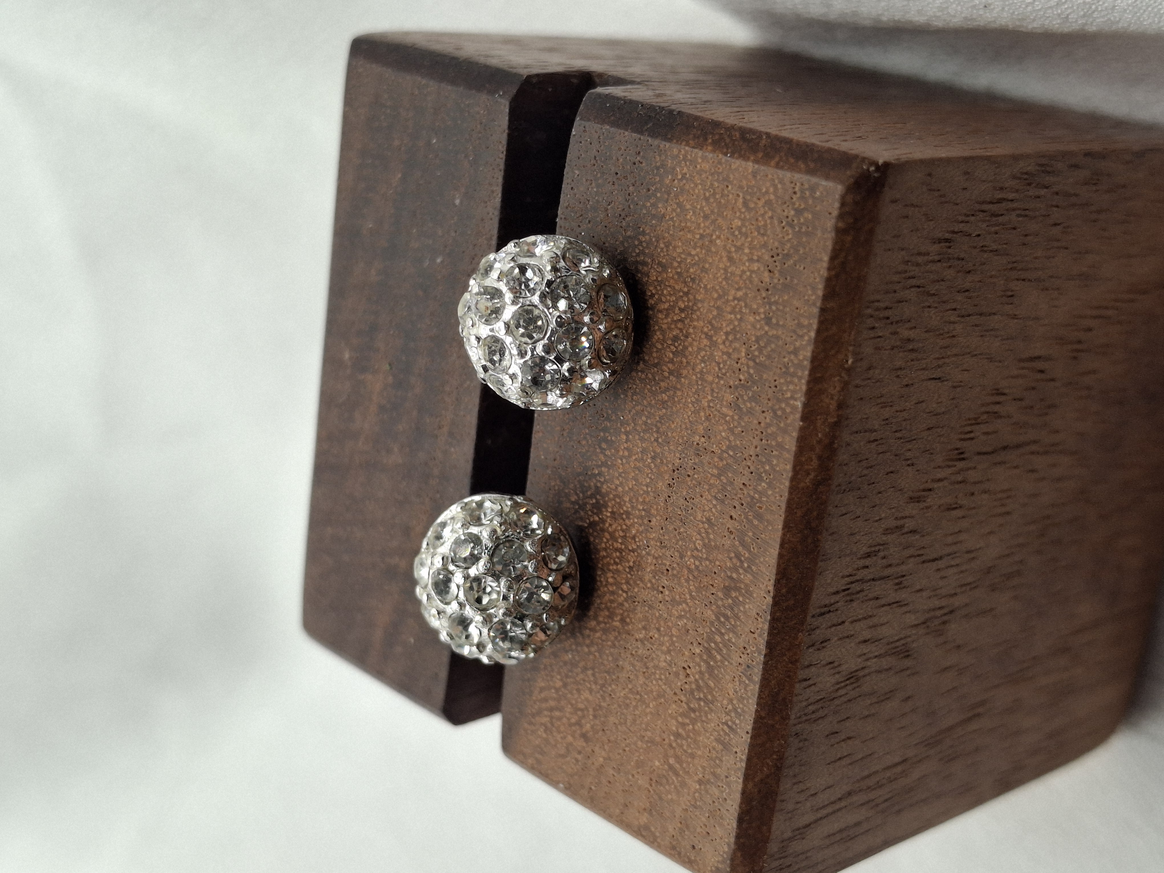 Vintage Silver Toned Sparkling Rhinestone Ball Stud Earrings
