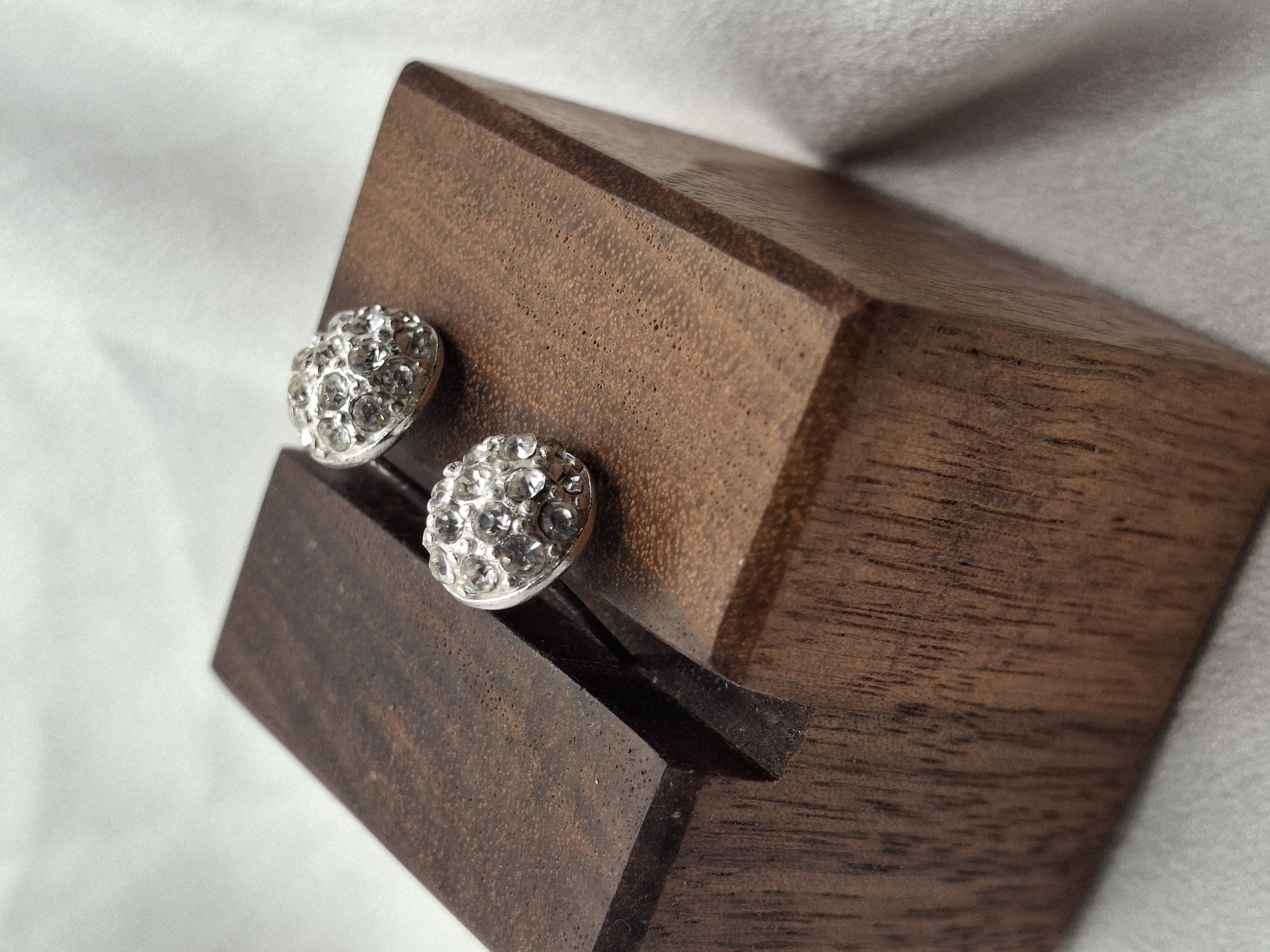 Image 3 for Vintage Silver Toned Sparkling Rhinestone Ball Stud Earrings