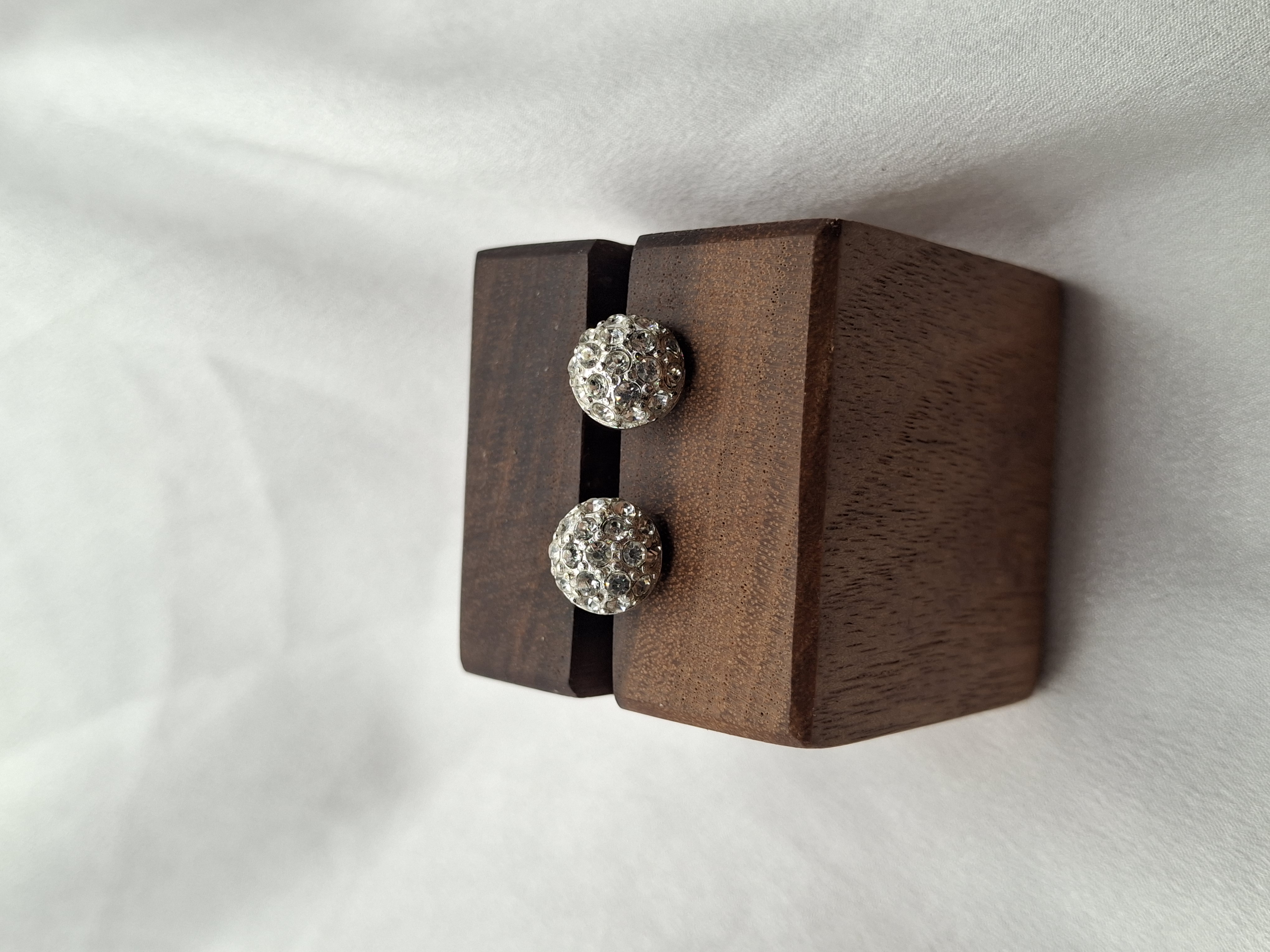 Image 5 for Vintage Silver Toned Sparkling Rhinestone Ball Stud Earrings