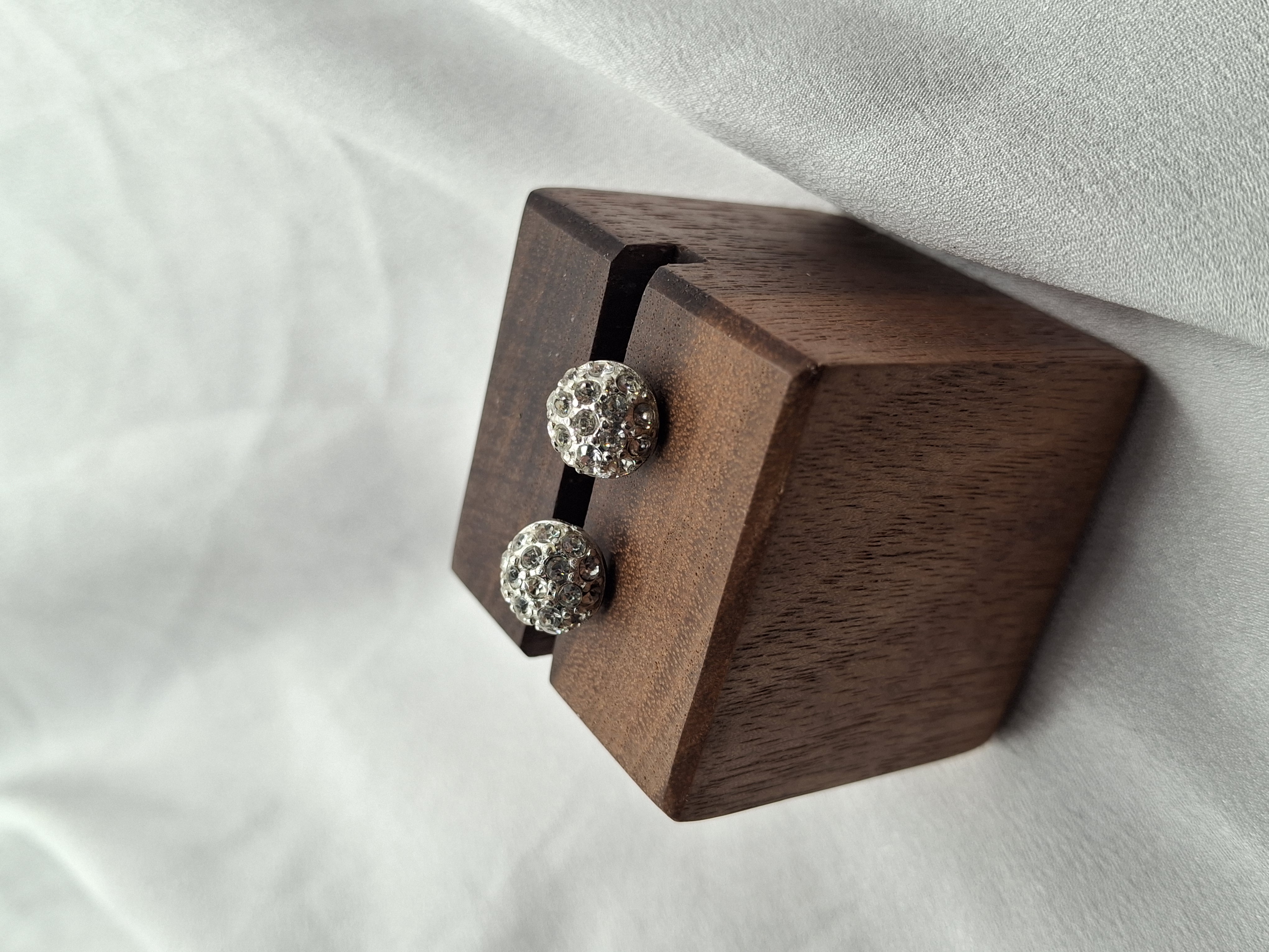 Image 7 for Vintage Silver Toned Sparkling Rhinestone Ball Stud Earrings