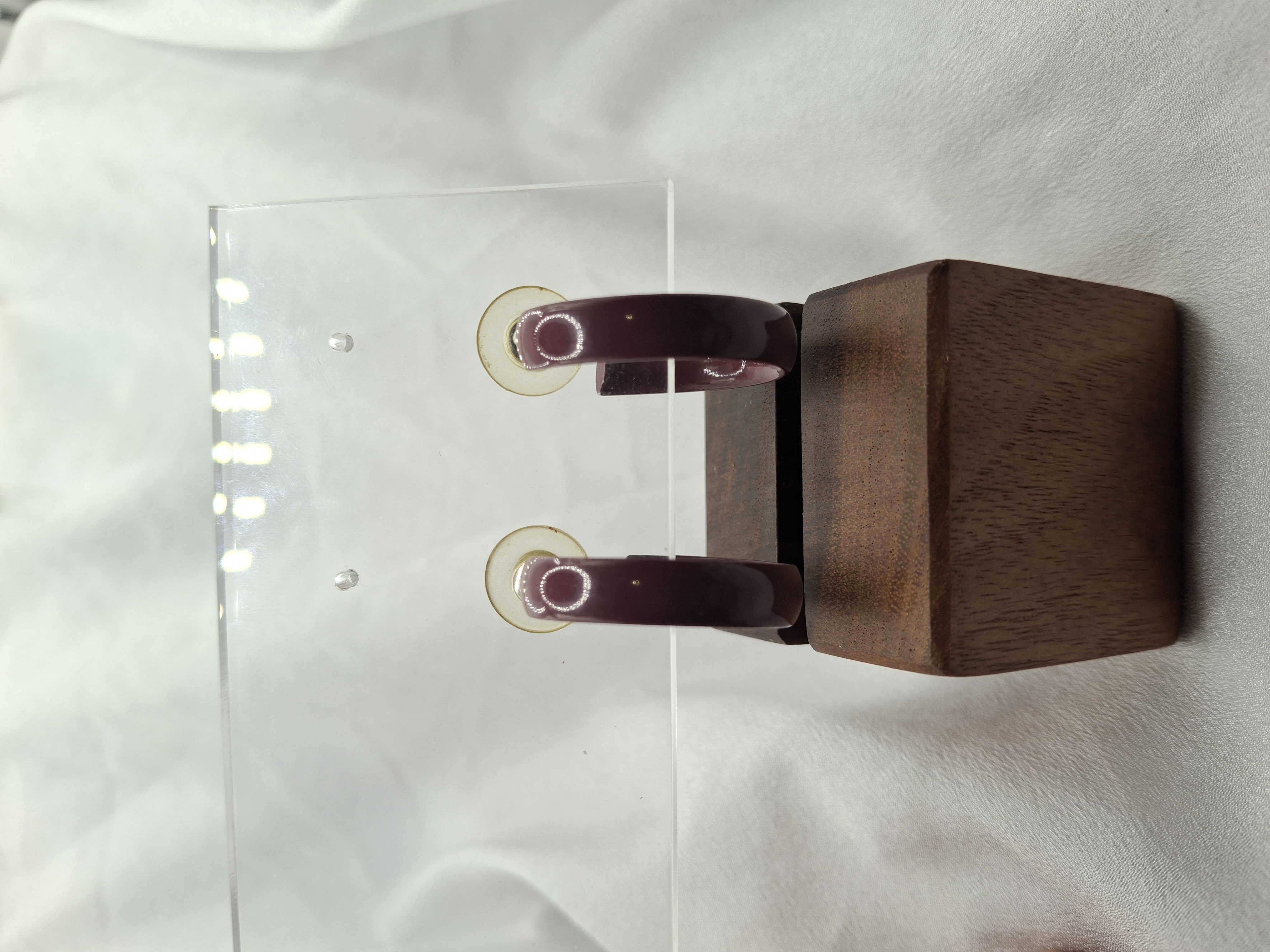 Image 2 for Vintage Burgundy Resin Hoop Earrings - Statement Jewelry