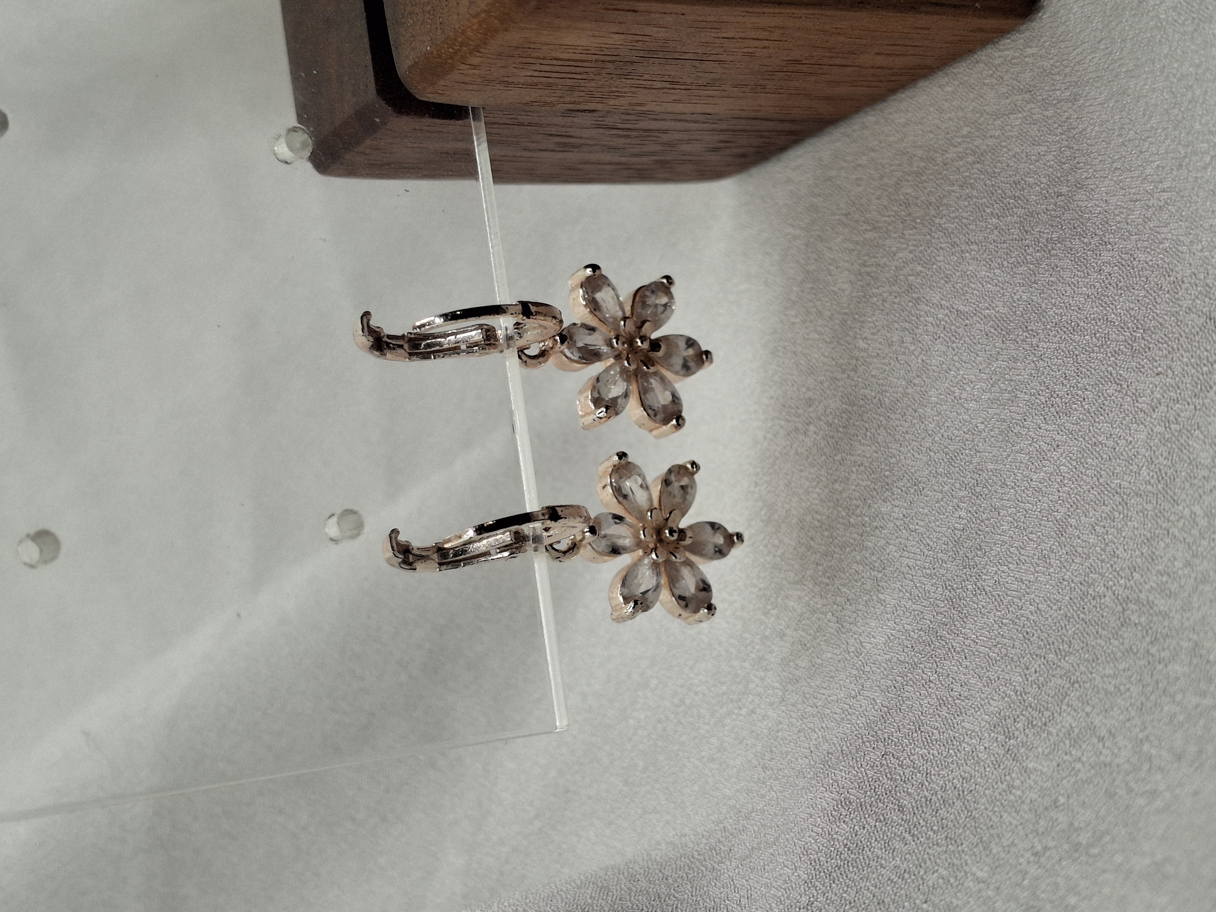 Image 11 for 24k Rose Gold Plated Cubic Zirconia Flower Earrings