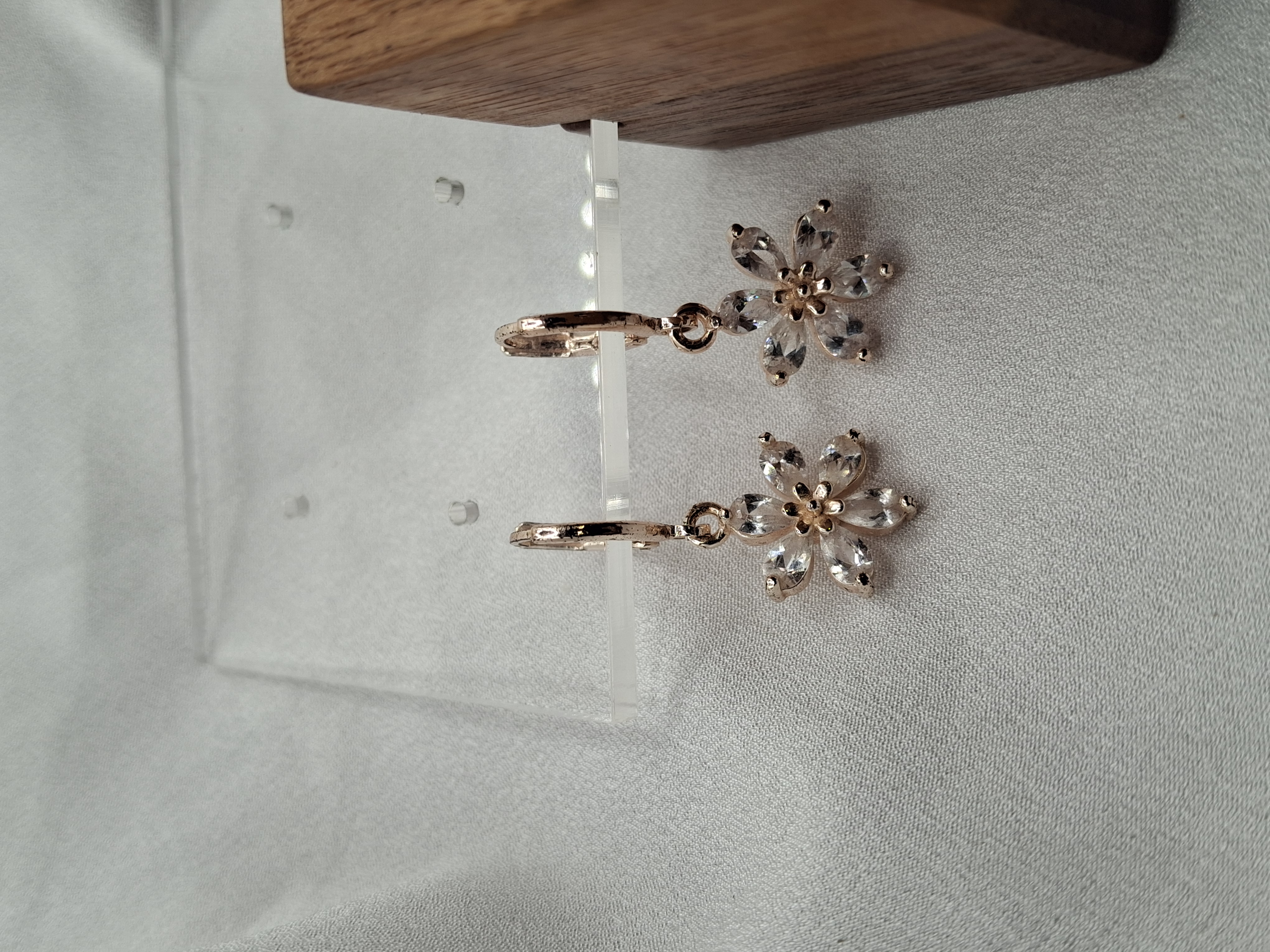 Image 12 for 24k Rose Gold Plated Cubic Zirconia Flower Earrings
