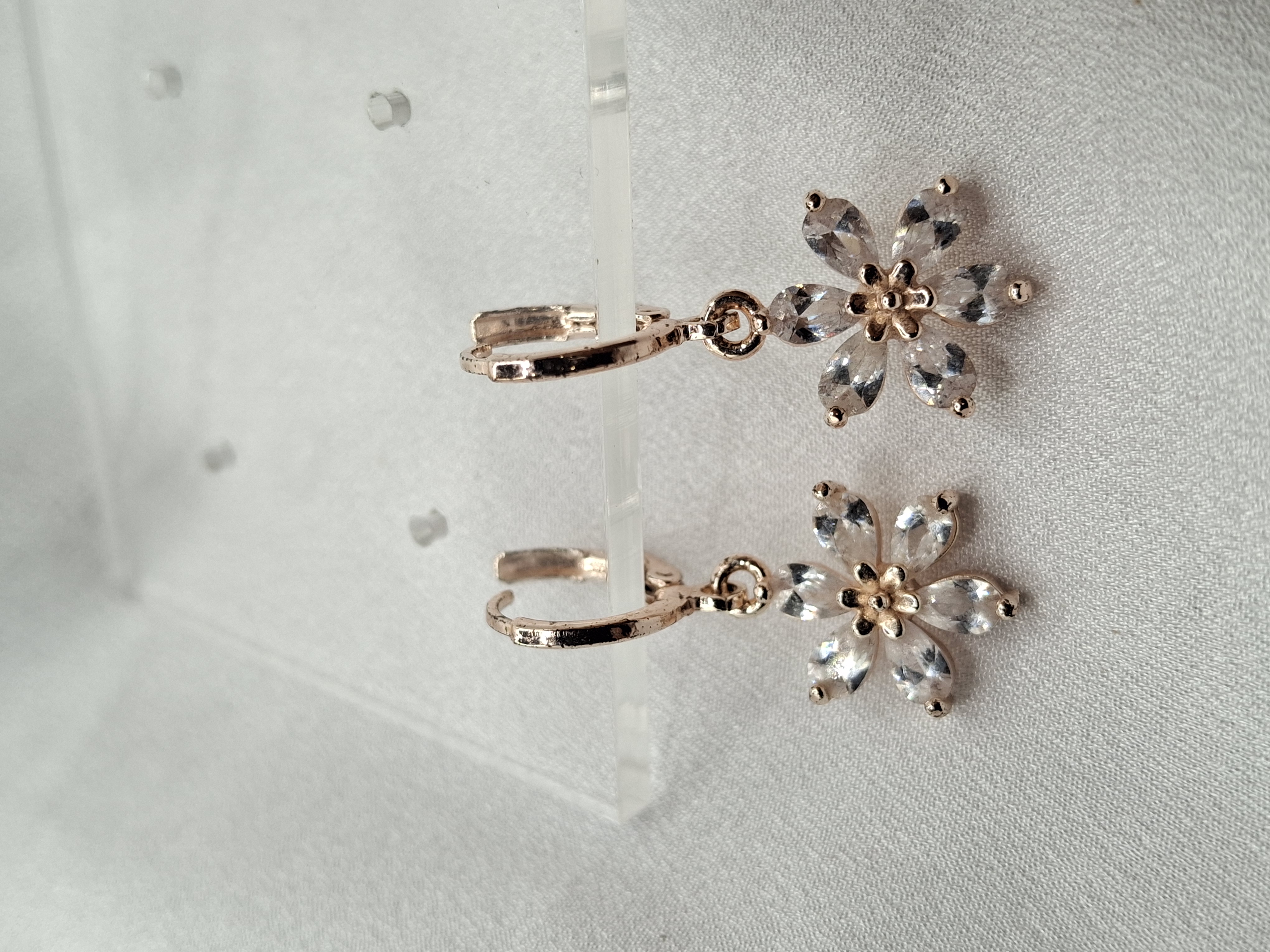 Image 8 for 24k Rose Gold Plated Cubic Zirconia Flower Earrings