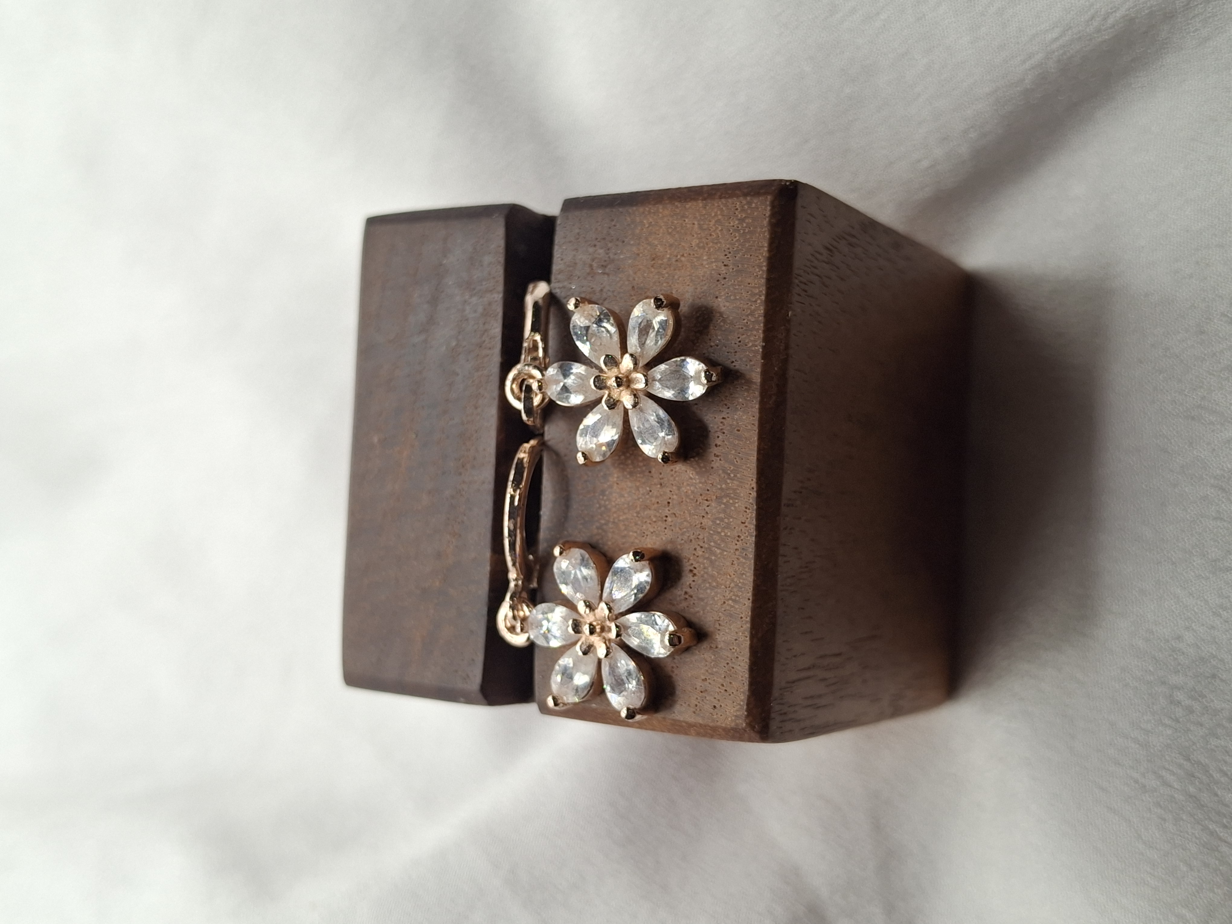 Image 6 for 24k Rose Gold Plated Cubic Zirconia Flower Earrings