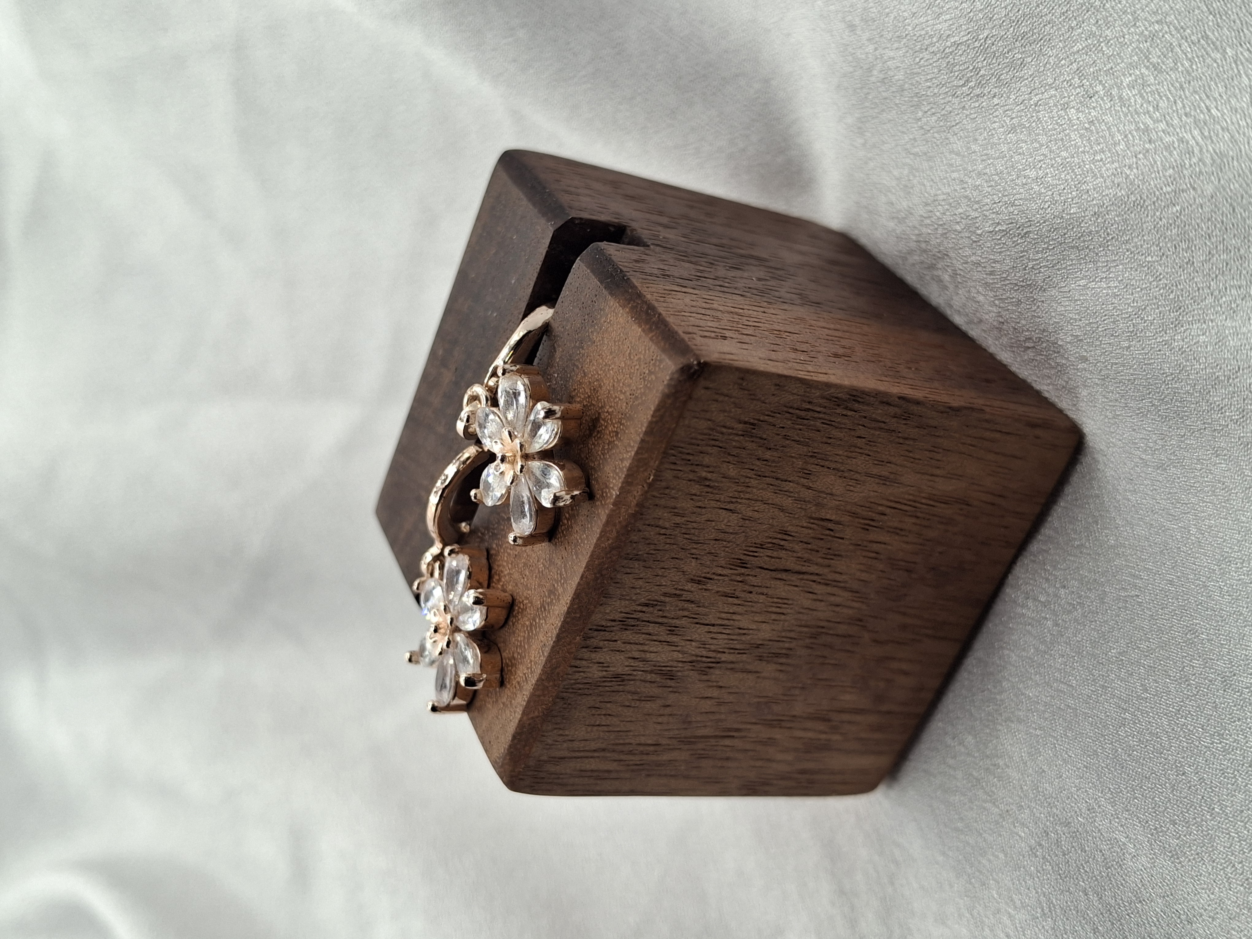 Image 3 for 24k Rose Gold Plated Cubic Zirconia Flower Earrings