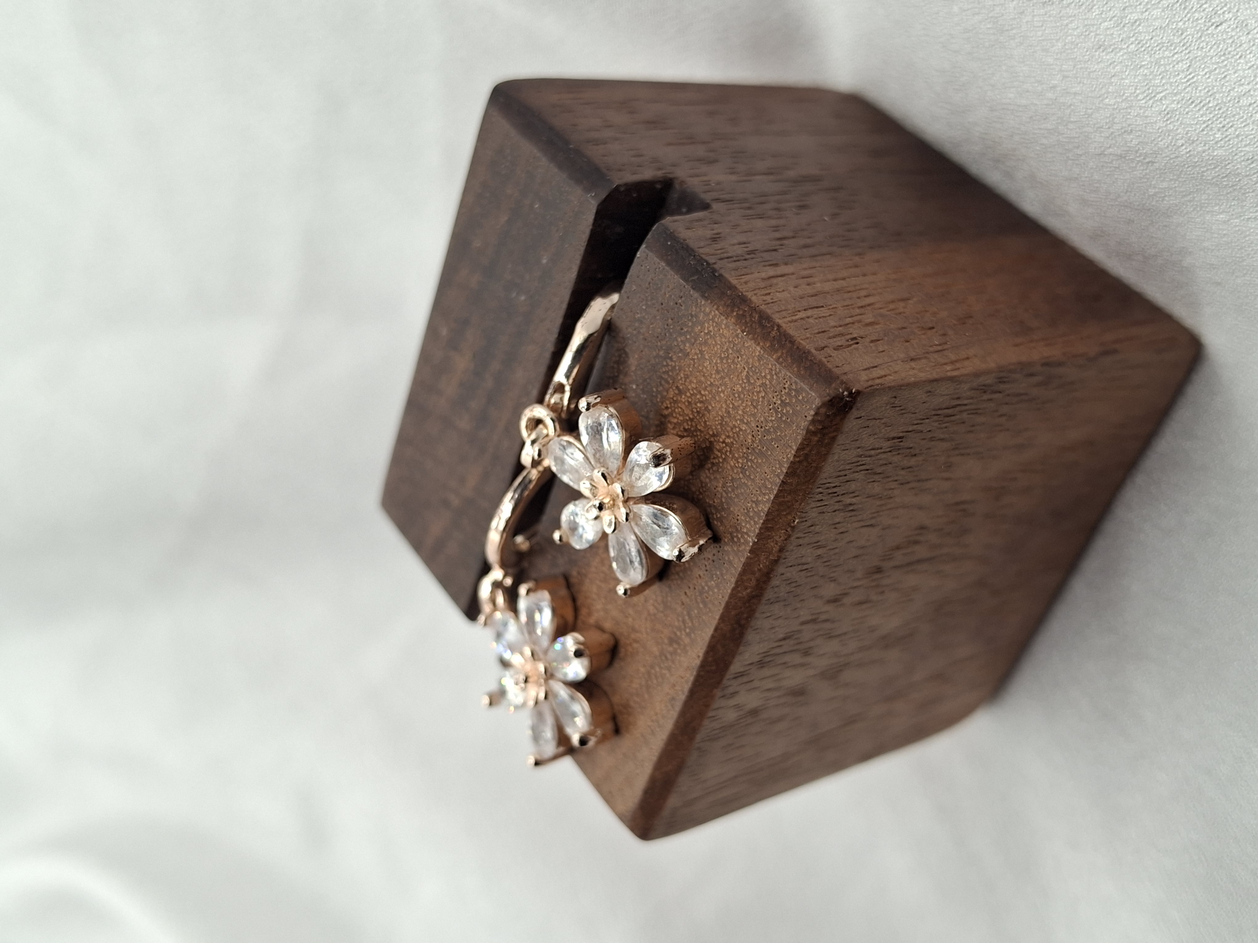 Image 2 for 24k Rose Gold Plated Cubic Zirconia Flower Earrings