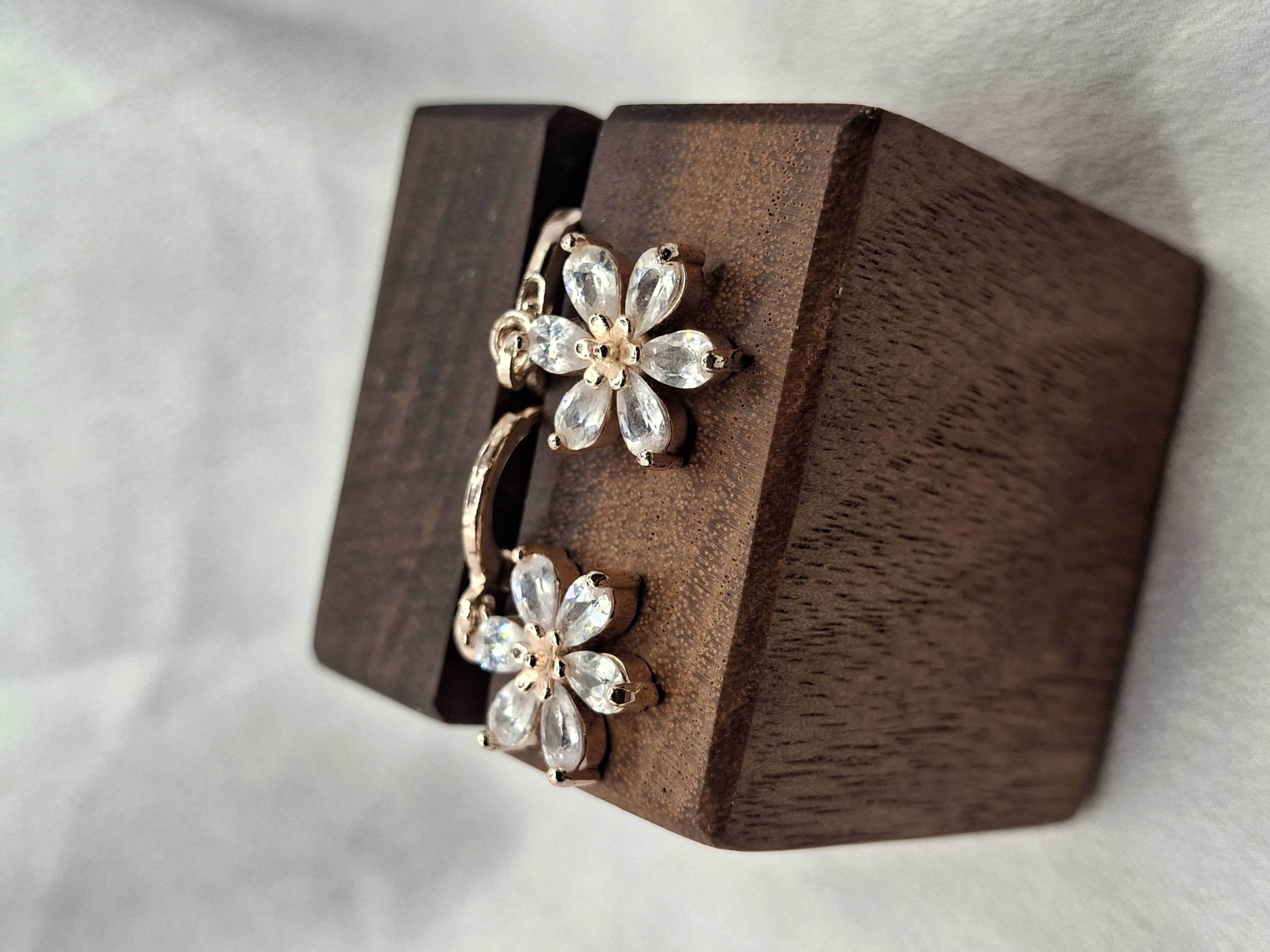 Image 4 for 24k Rose Gold Plated Cubic Zirconia Flower Earrings