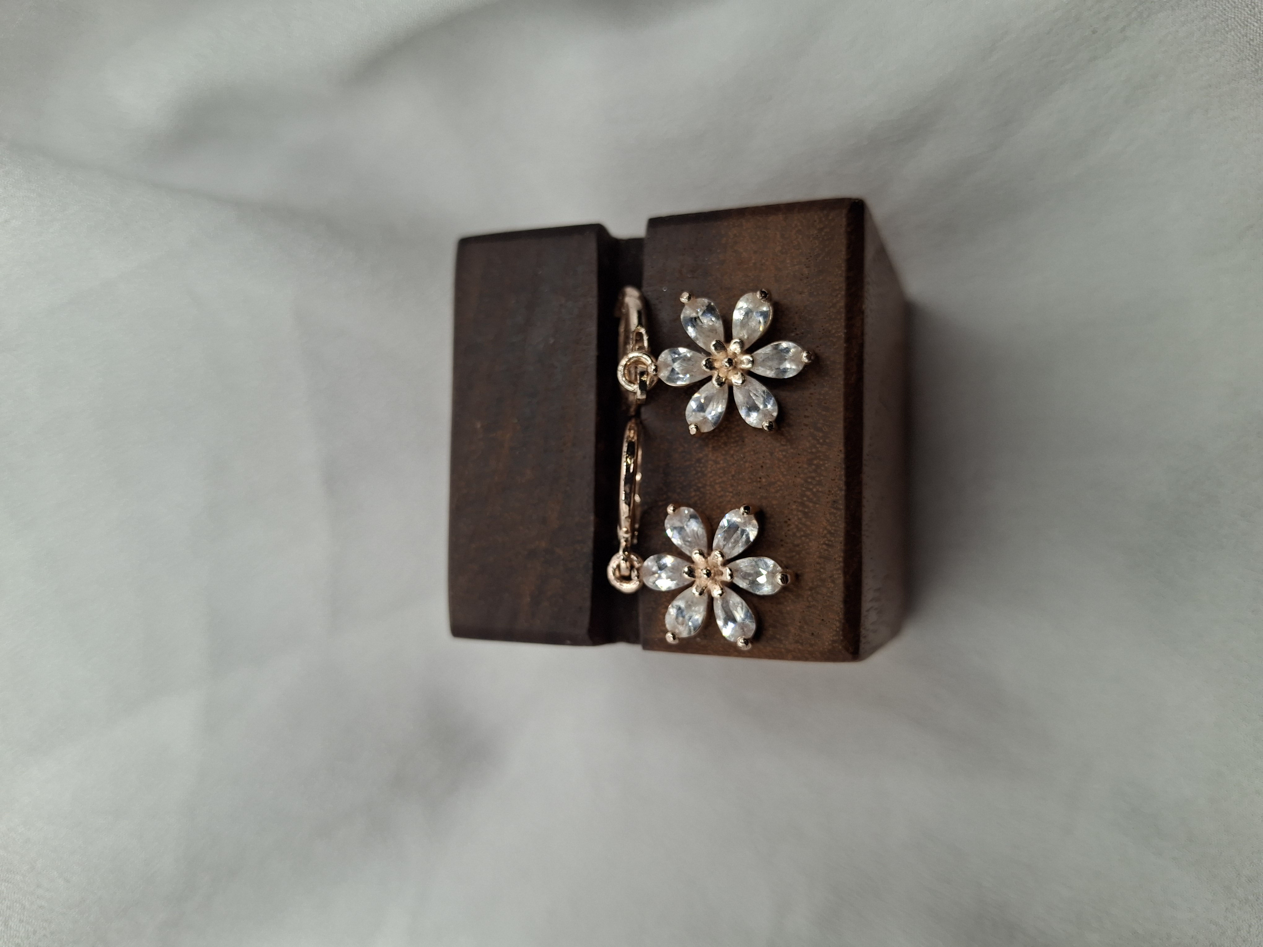 Image 5 for 24k Rose Gold Plated Cubic Zirconia Flower Earrings