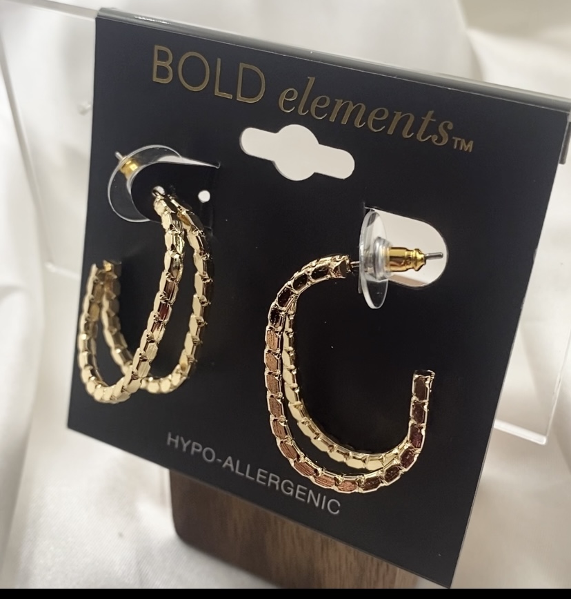 BOLD elements Gold Double Hoop Earrings - NWT