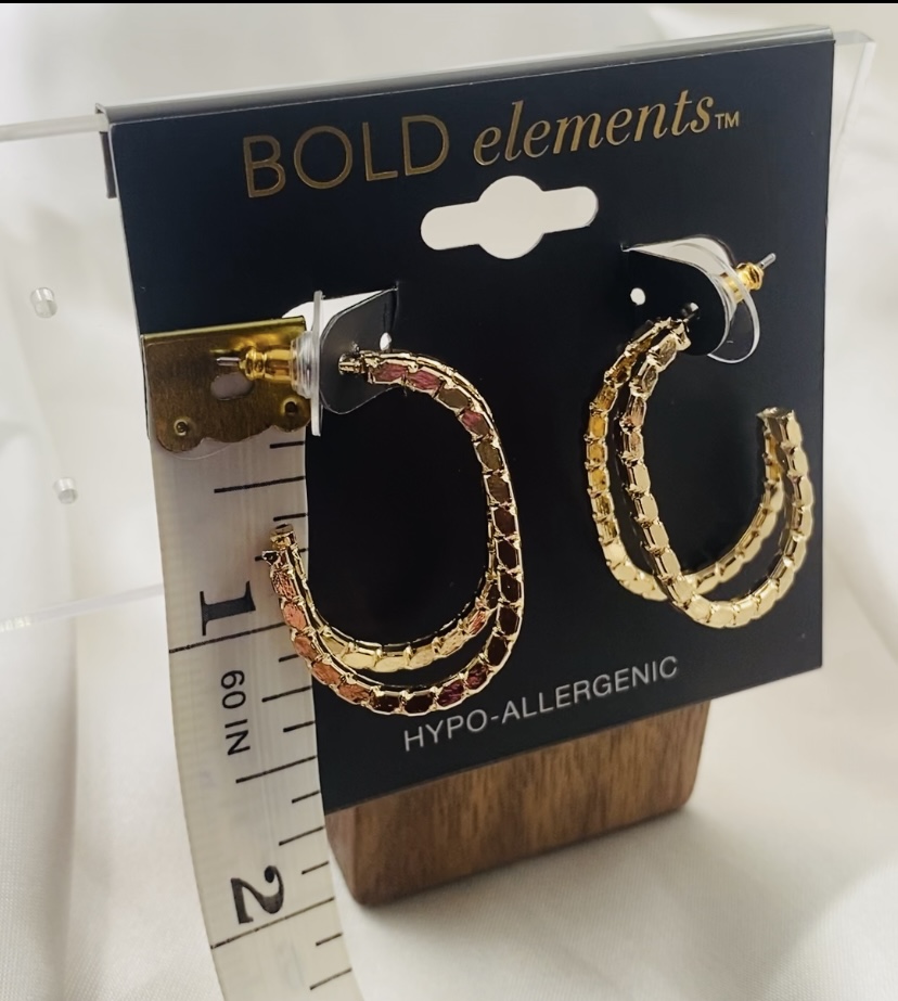 Image 3 for BOLD elements Gold Double Hoop Earrings - NWT