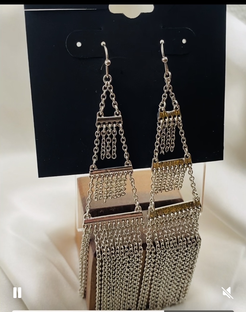 Image 2 for Silver Chain Fringe Dangle Earrings - NWT