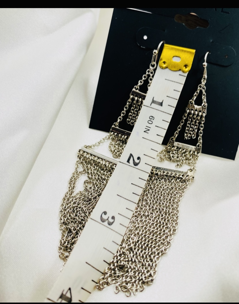 Image 4 for Silver Chain Fringe Dangle Earrings - NWT