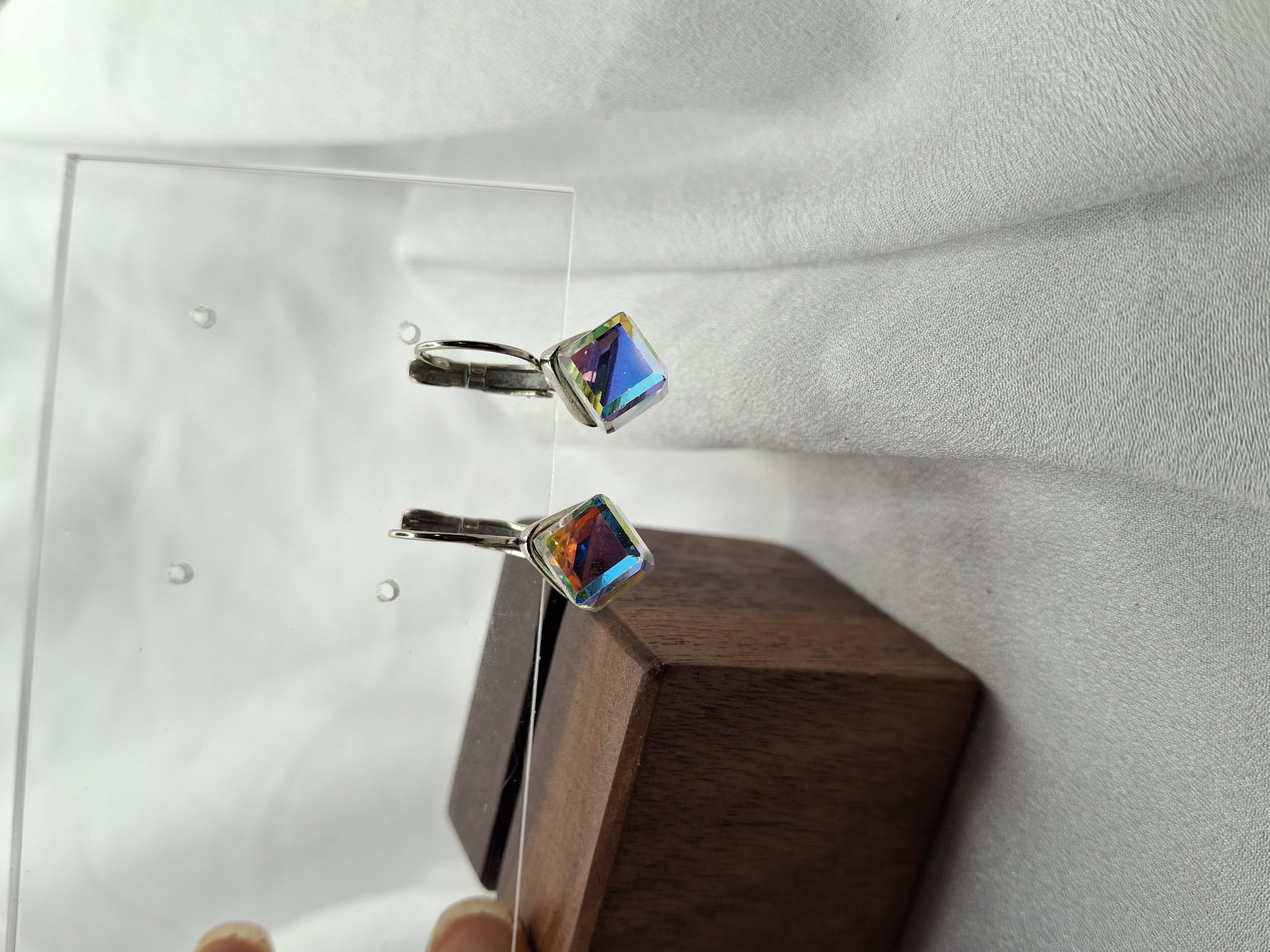 Image 9 for Vintage Silver Cubic Zirconia Hoop Earrings