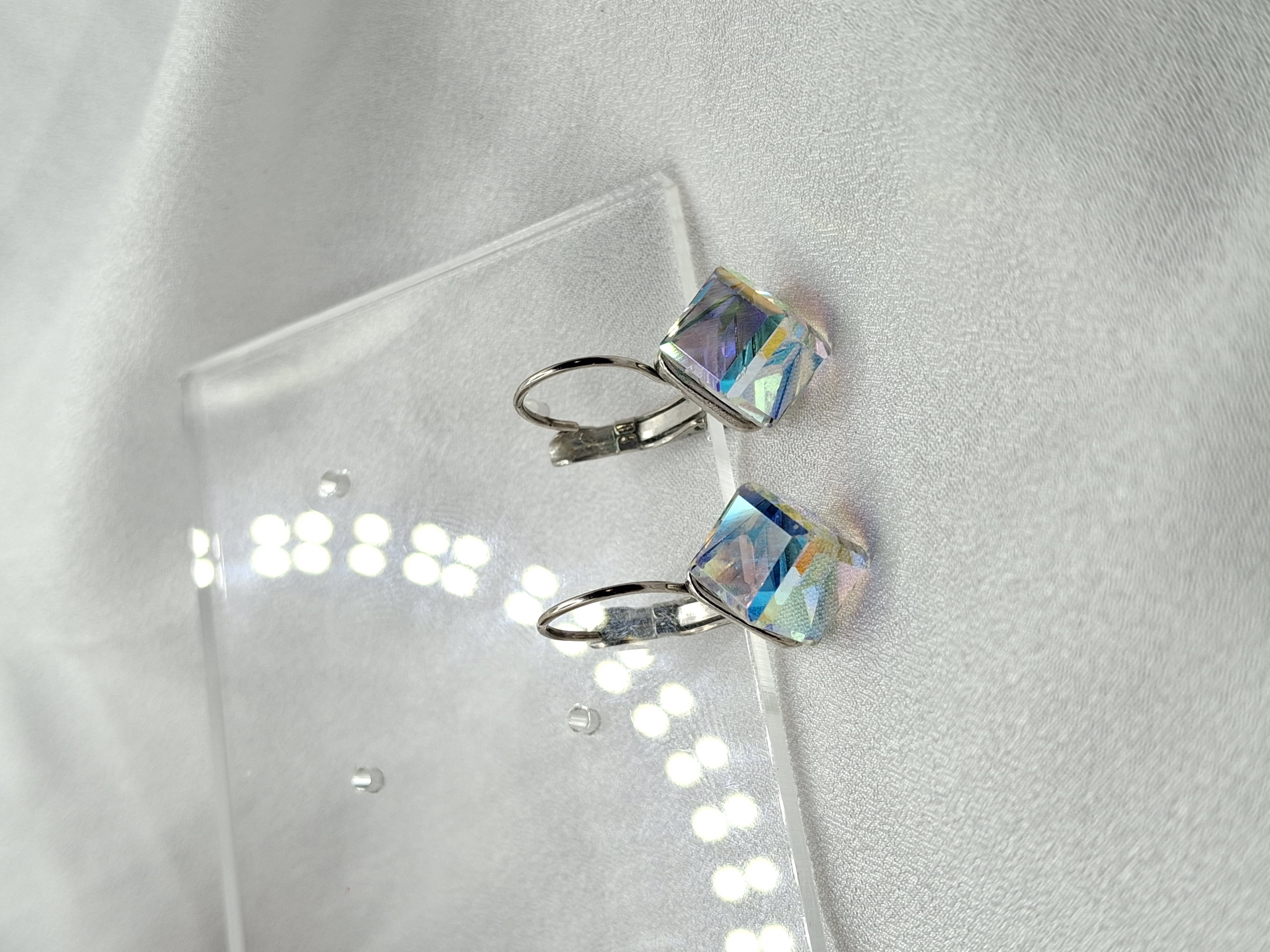 Vintage Silver Cubic Zirconia Hoop Earrings