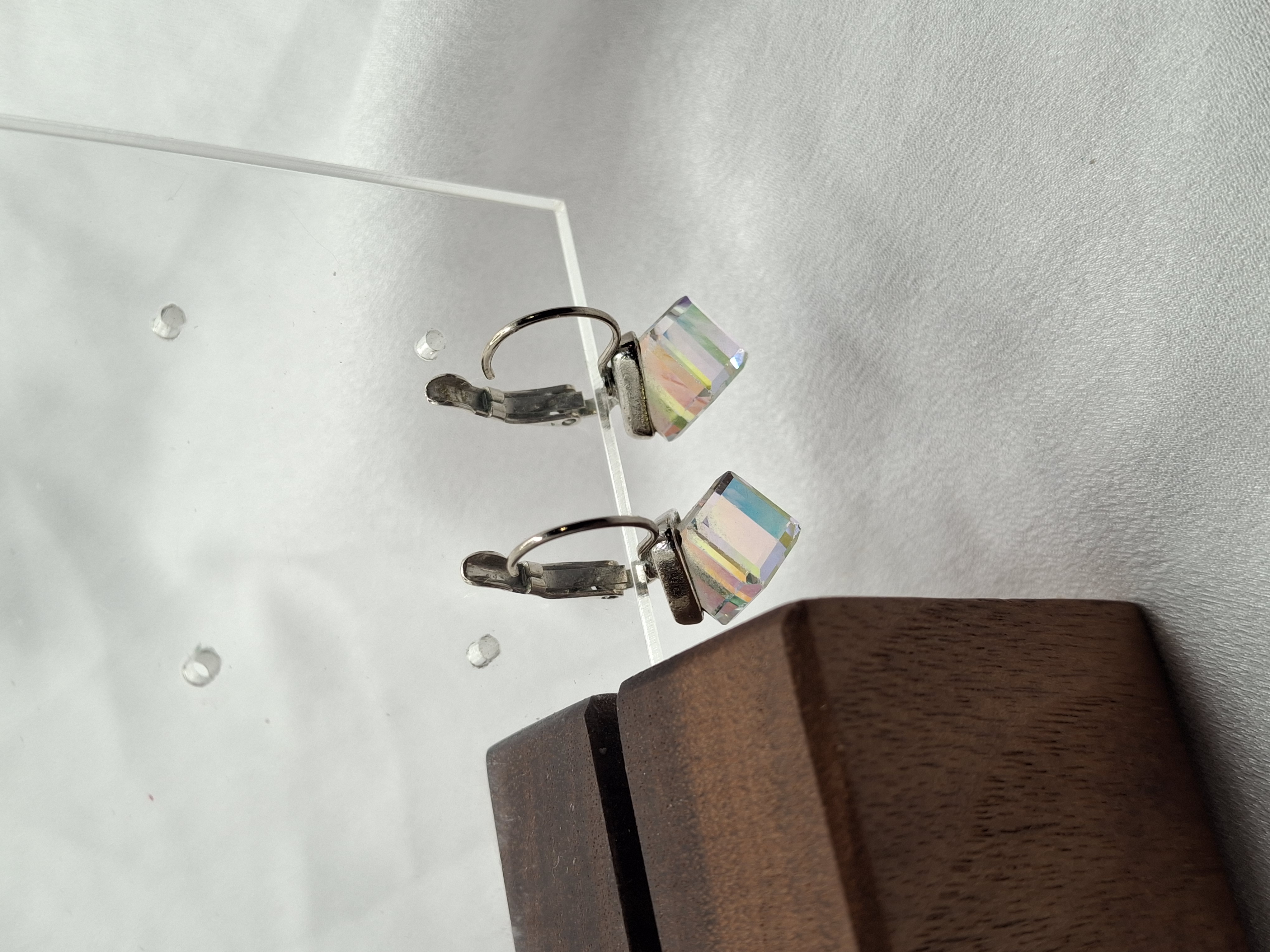 Image 7 for Vintage Silver Cubic Zirconia Hoop Earrings