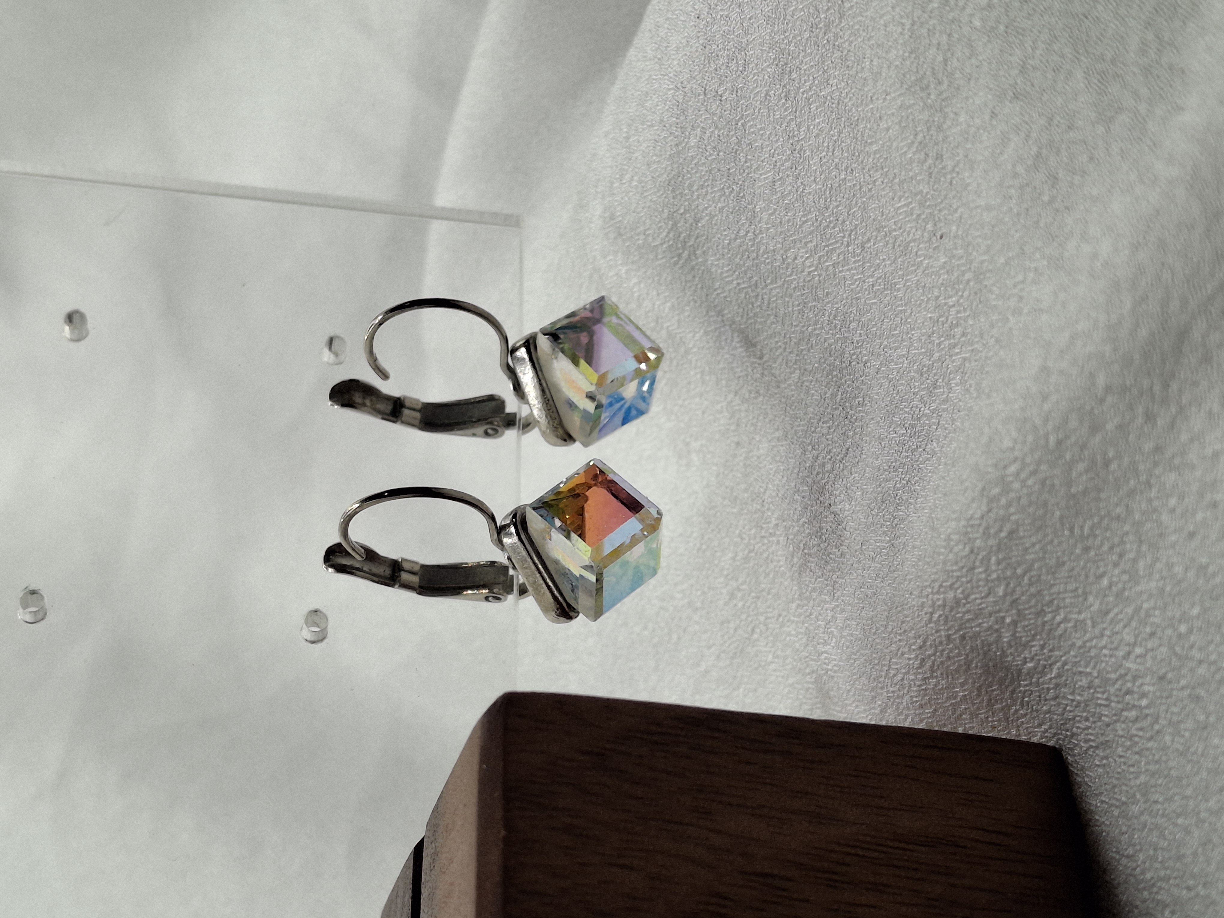 Image 5 for Vintage Silver Cubic Zirconia Hoop Earrings