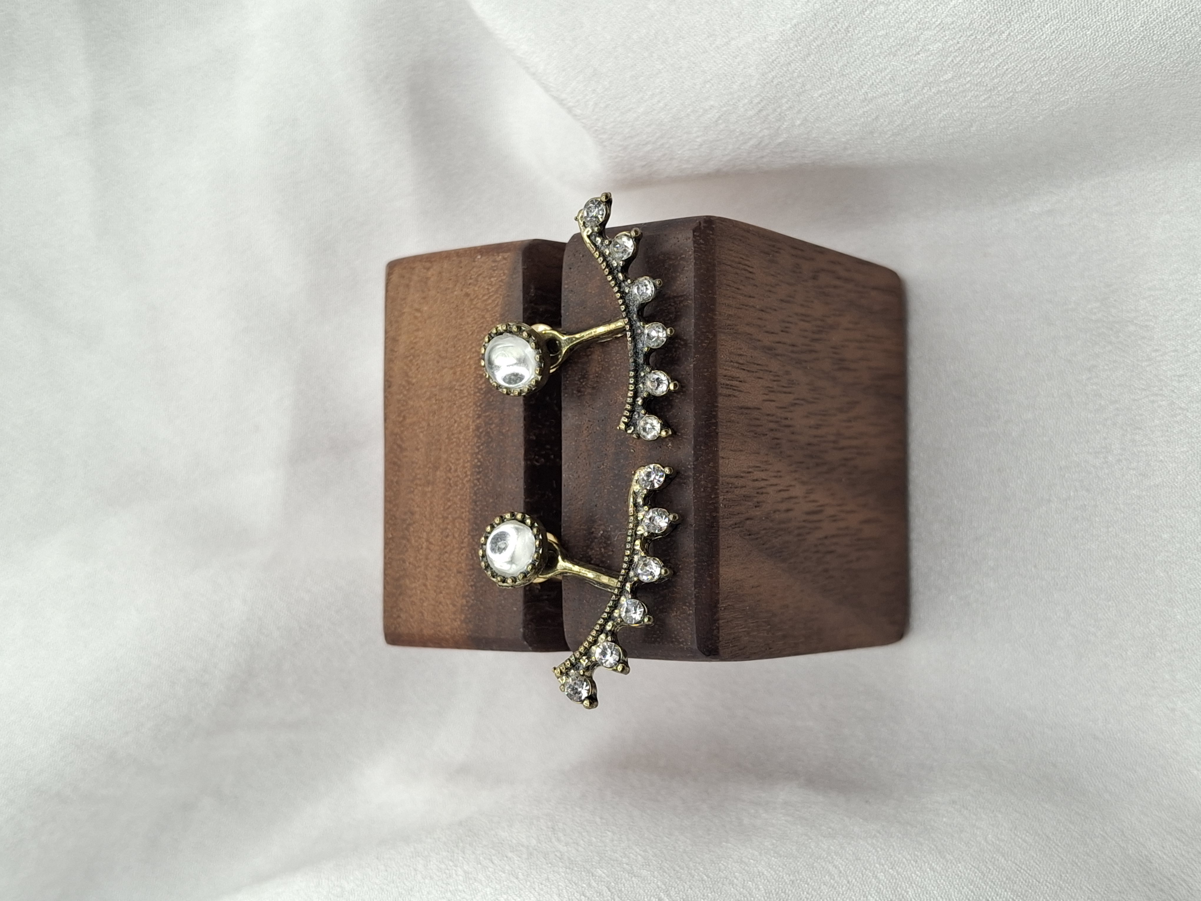 Unique Vintage Rhinestone Crescent Stud Post Earrings