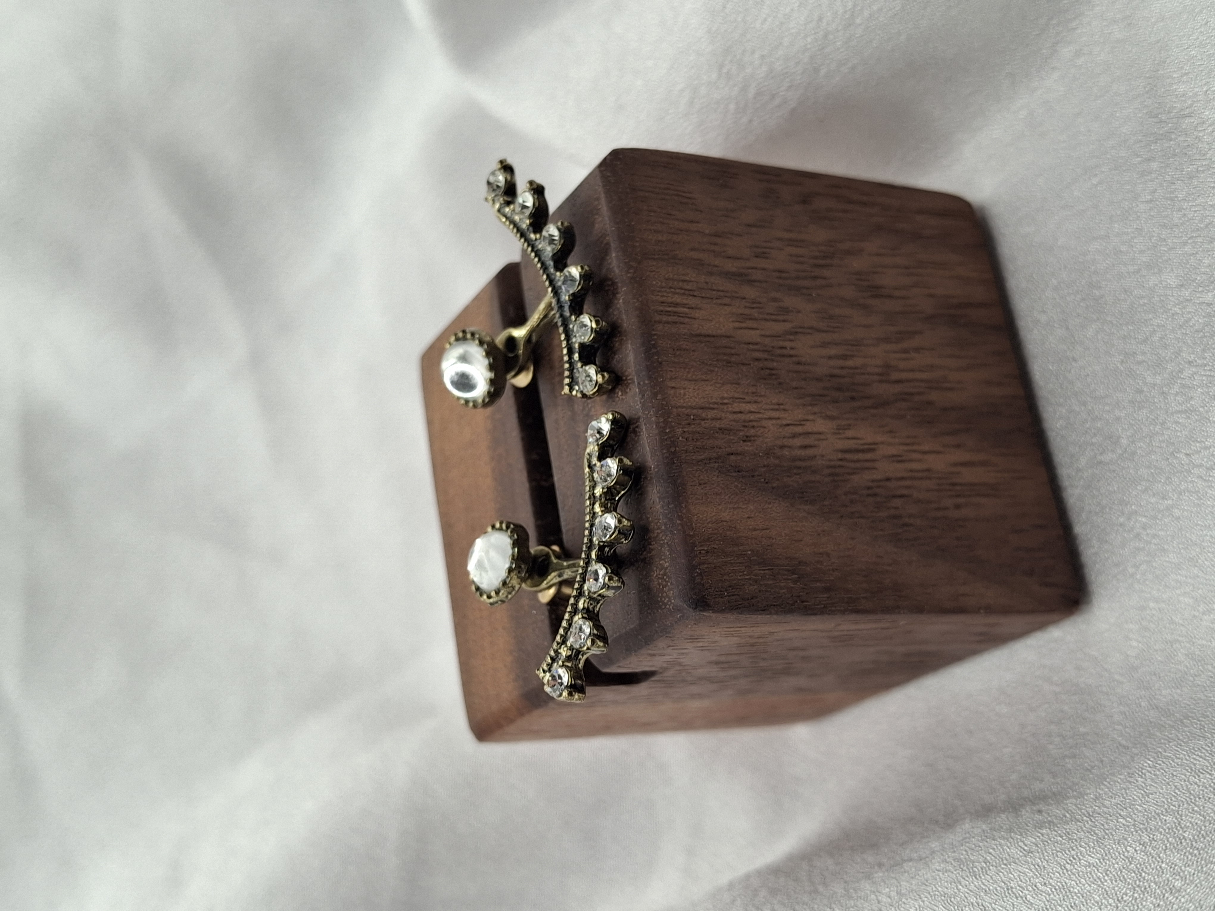 Image 2 for Unique Vintage Rhinestone Crescent Stud Post Earrings