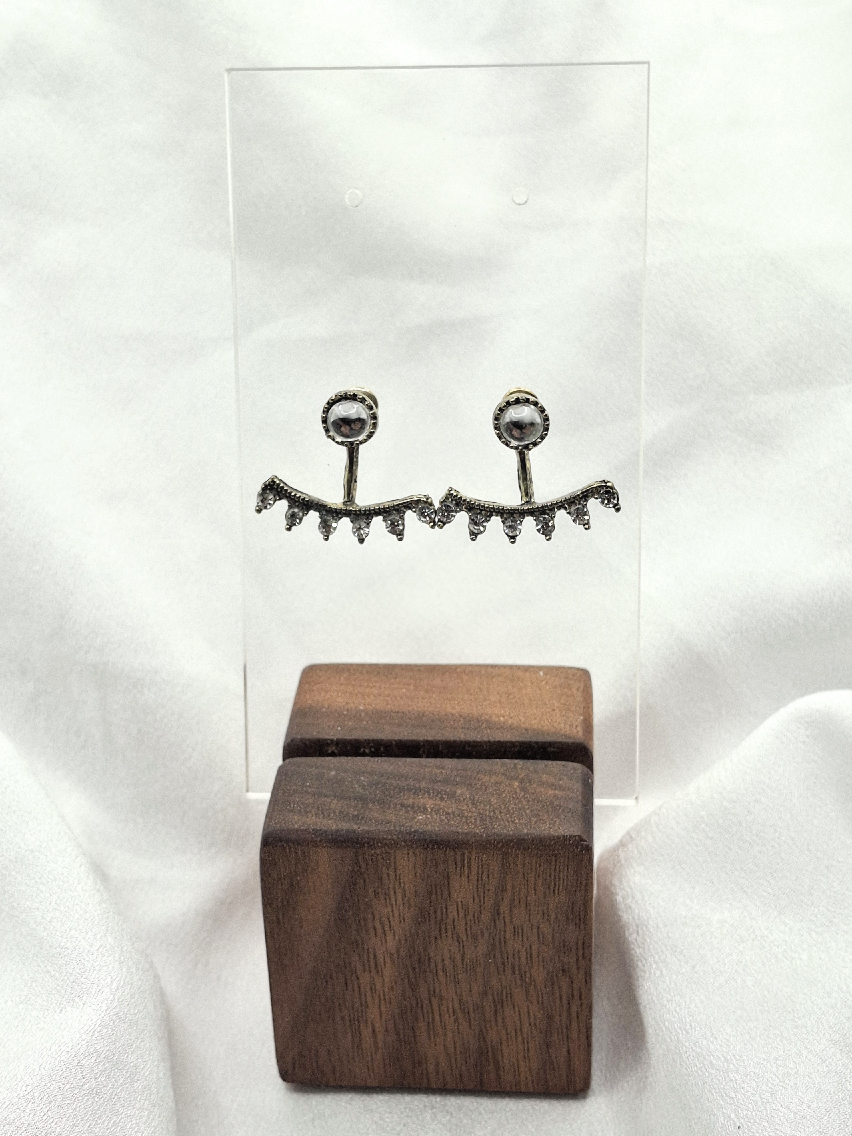 Image 8 for Unique Vintage Rhinestone Crescent Stud Post Earrings