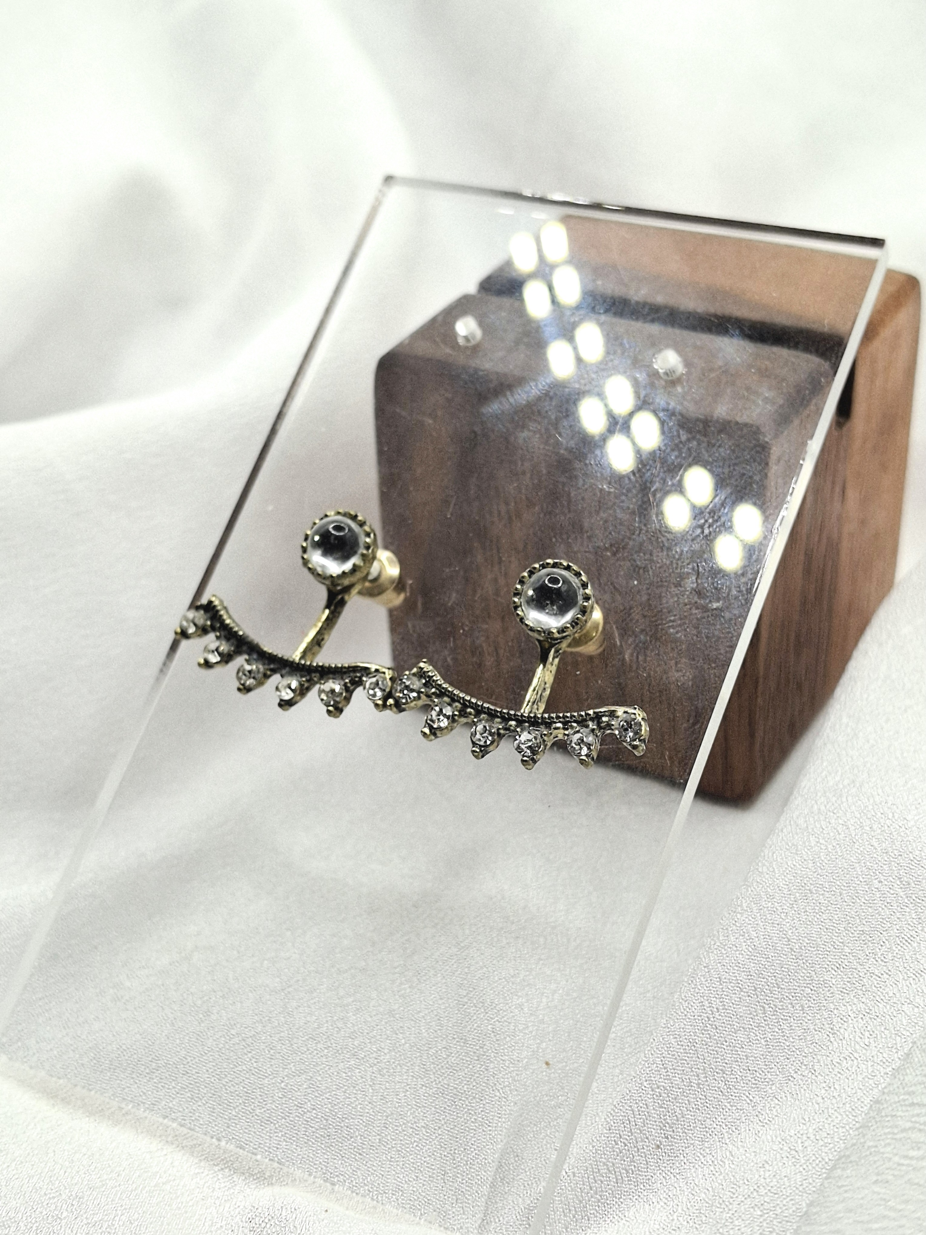 Image 7 for Unique Vintage Rhinestone Crescent Stud Post Earrings