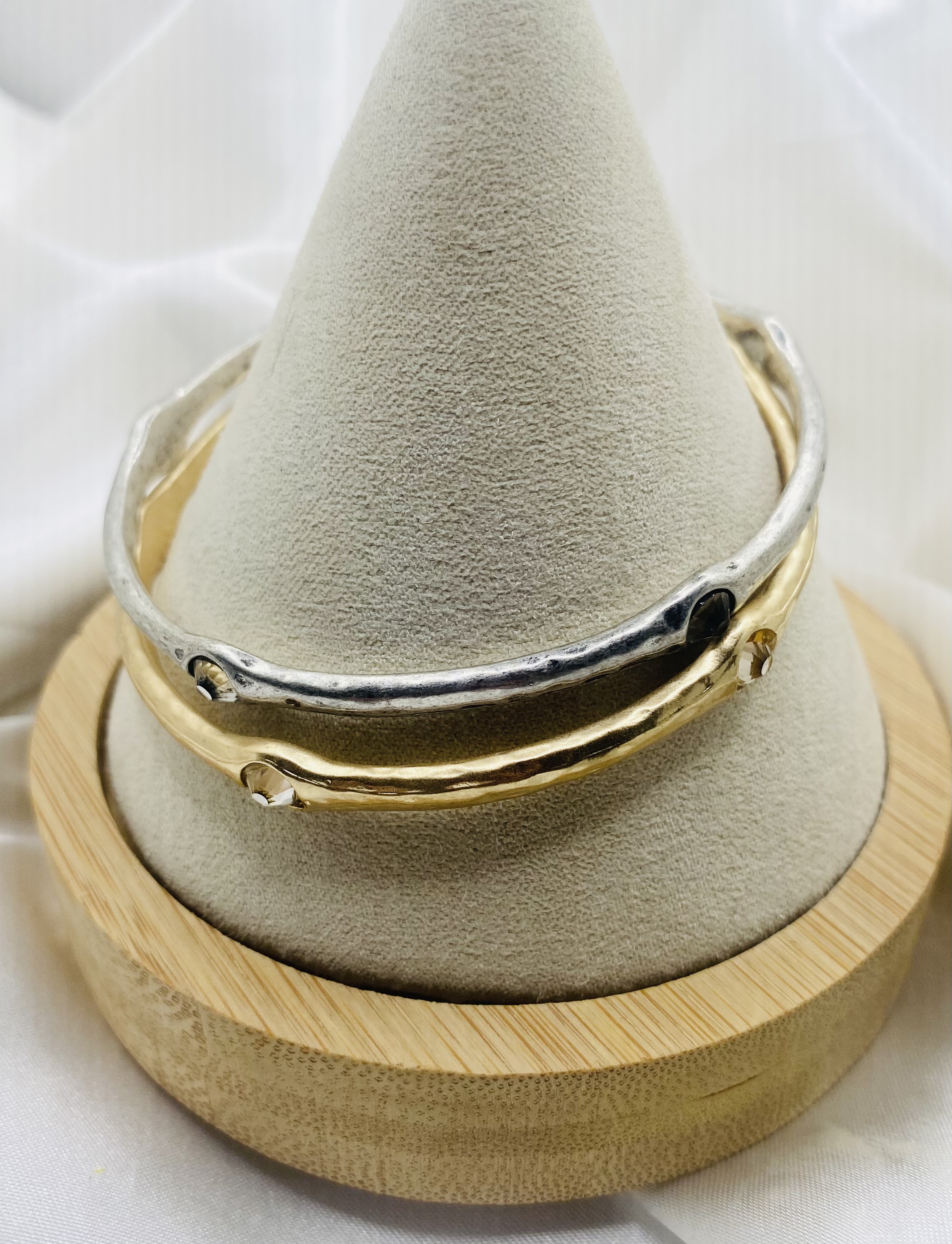 Image 2 for 2 Chic Crystal Accent Bangles - Gold & Silver - NWT