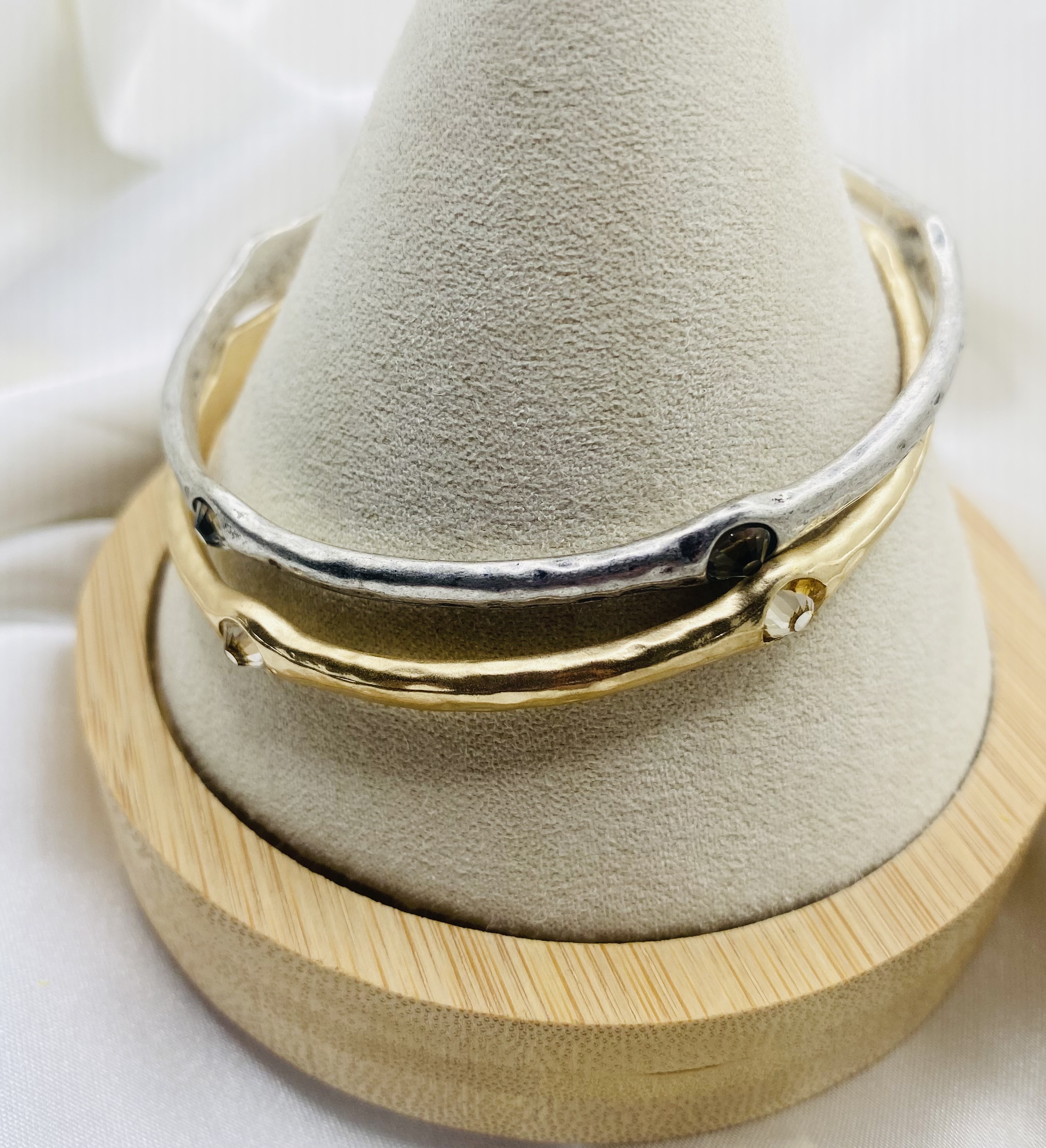 Image 3 for 2 Chic Crystal Accent Bangles - Gold & Silver - NWT