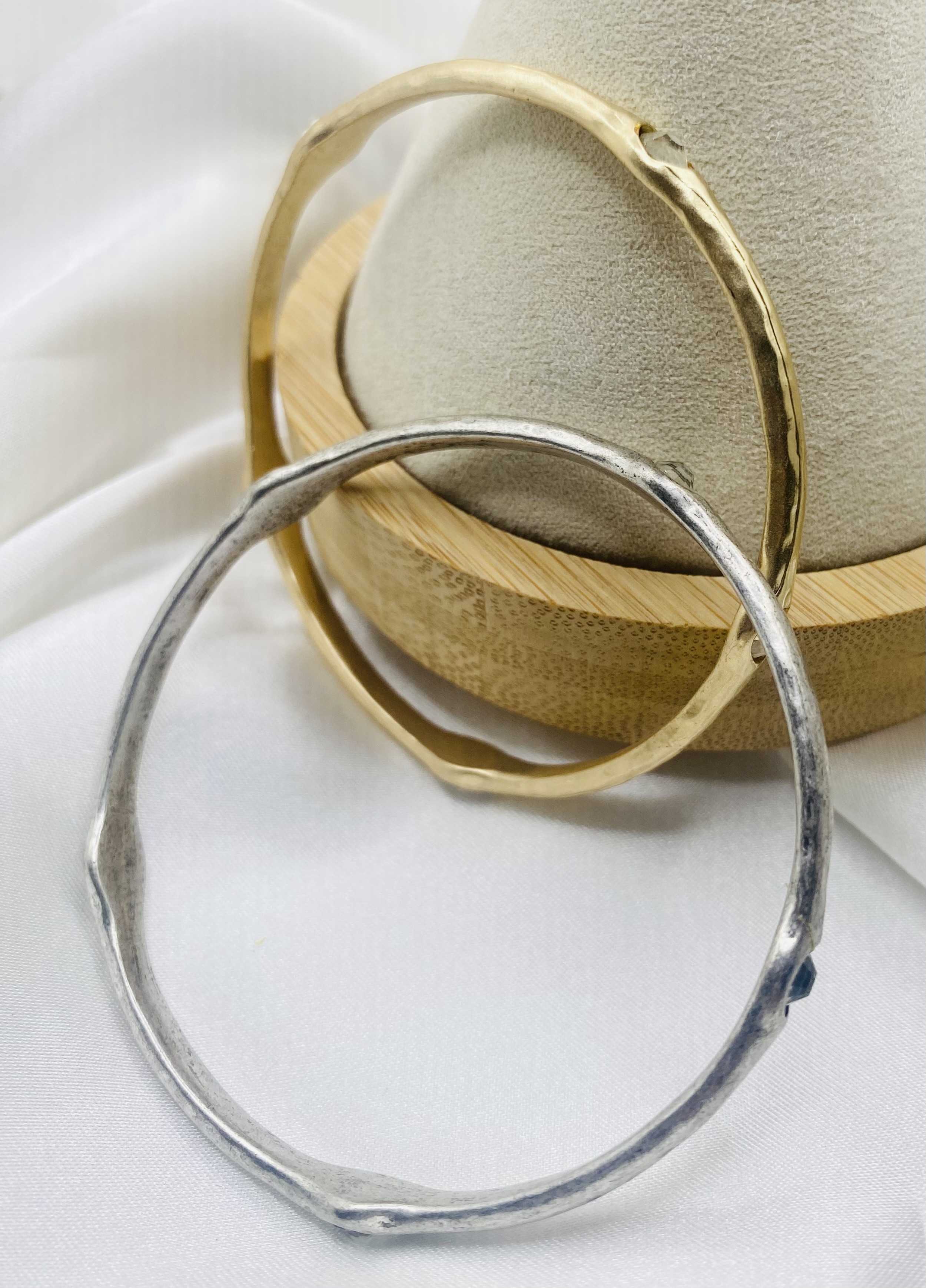 Image 5 for 2 Chic Crystal Accent Bangles - Gold & Silver - NWT