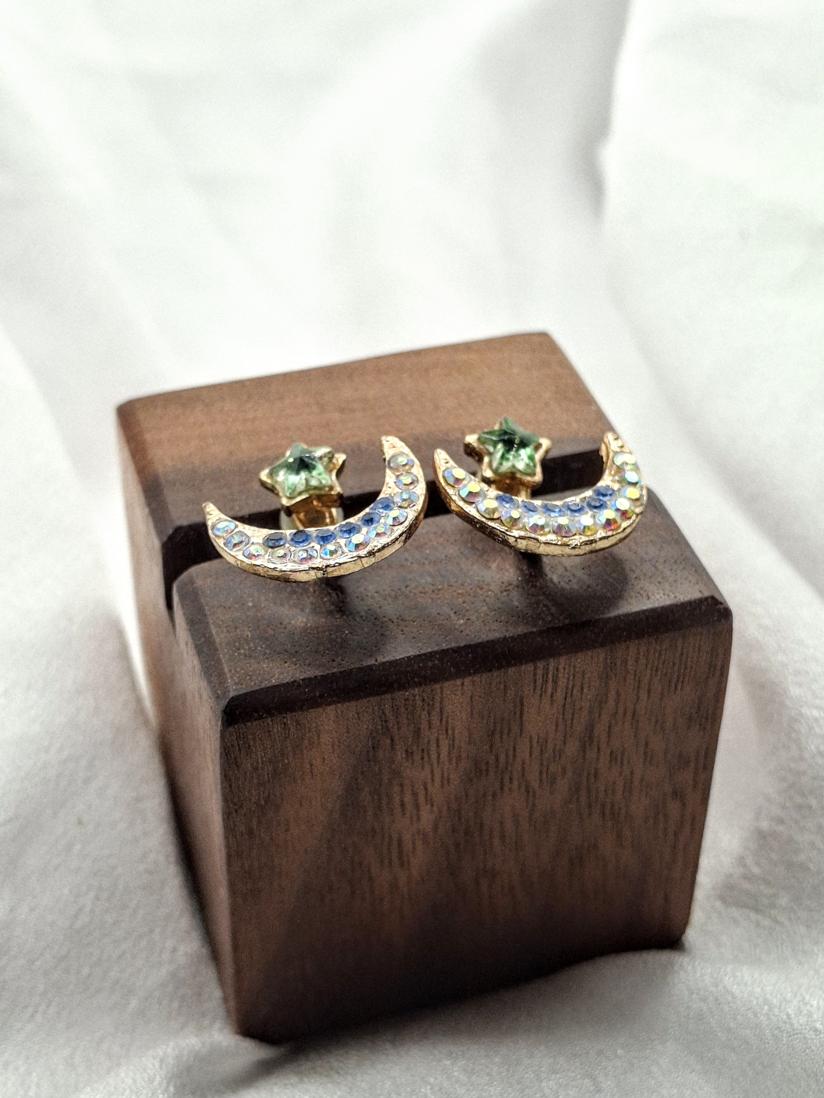 Image 7 for Vintage Moon & Star Crystal Stud Post Earring