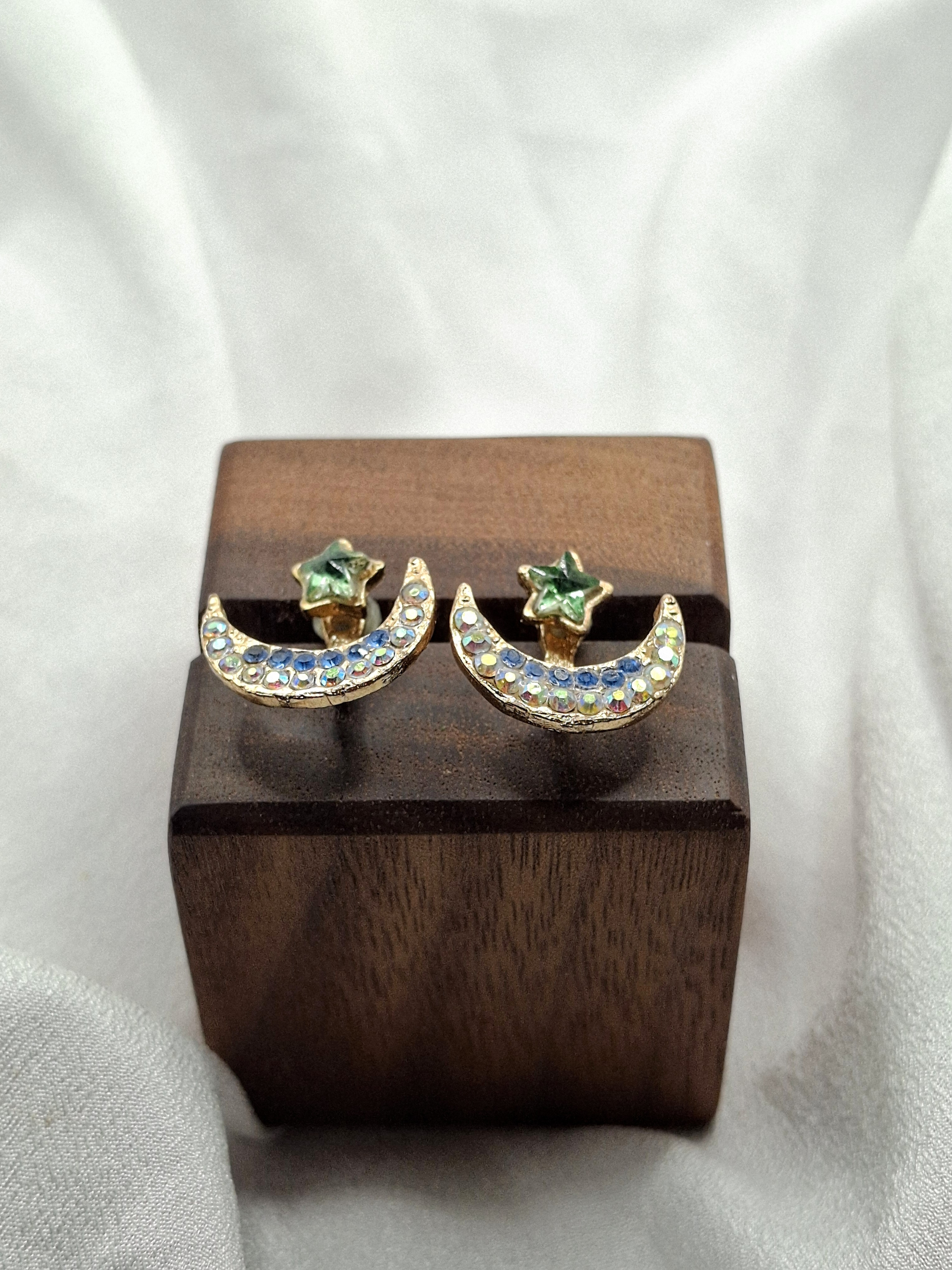 Image 6 for Vintage Moon & Star Crystal Stud Post Earring